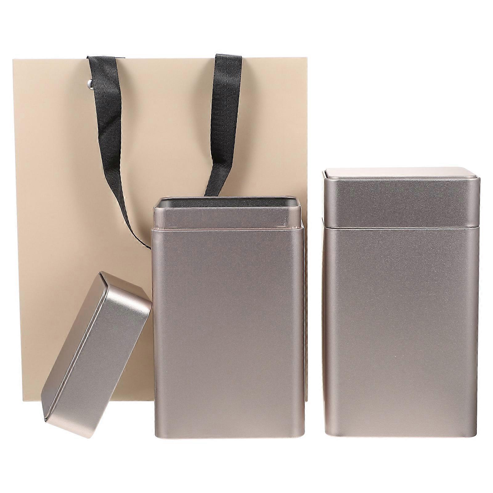 Tinplate Tea Canister for Storage 4Pcs Decorative Square Tea Container Silver