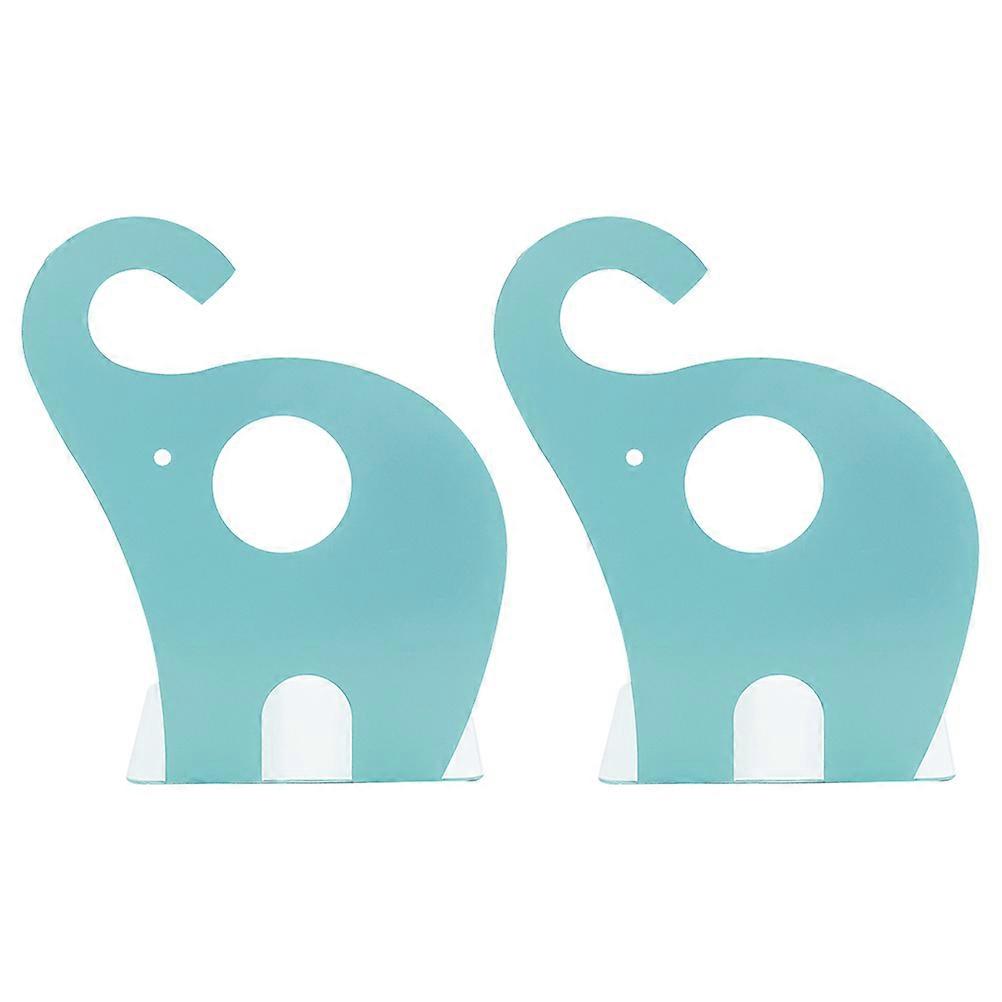 Elephant Book Stand Metal Bookends for Organizing Books 2Pairs Sky-Blue