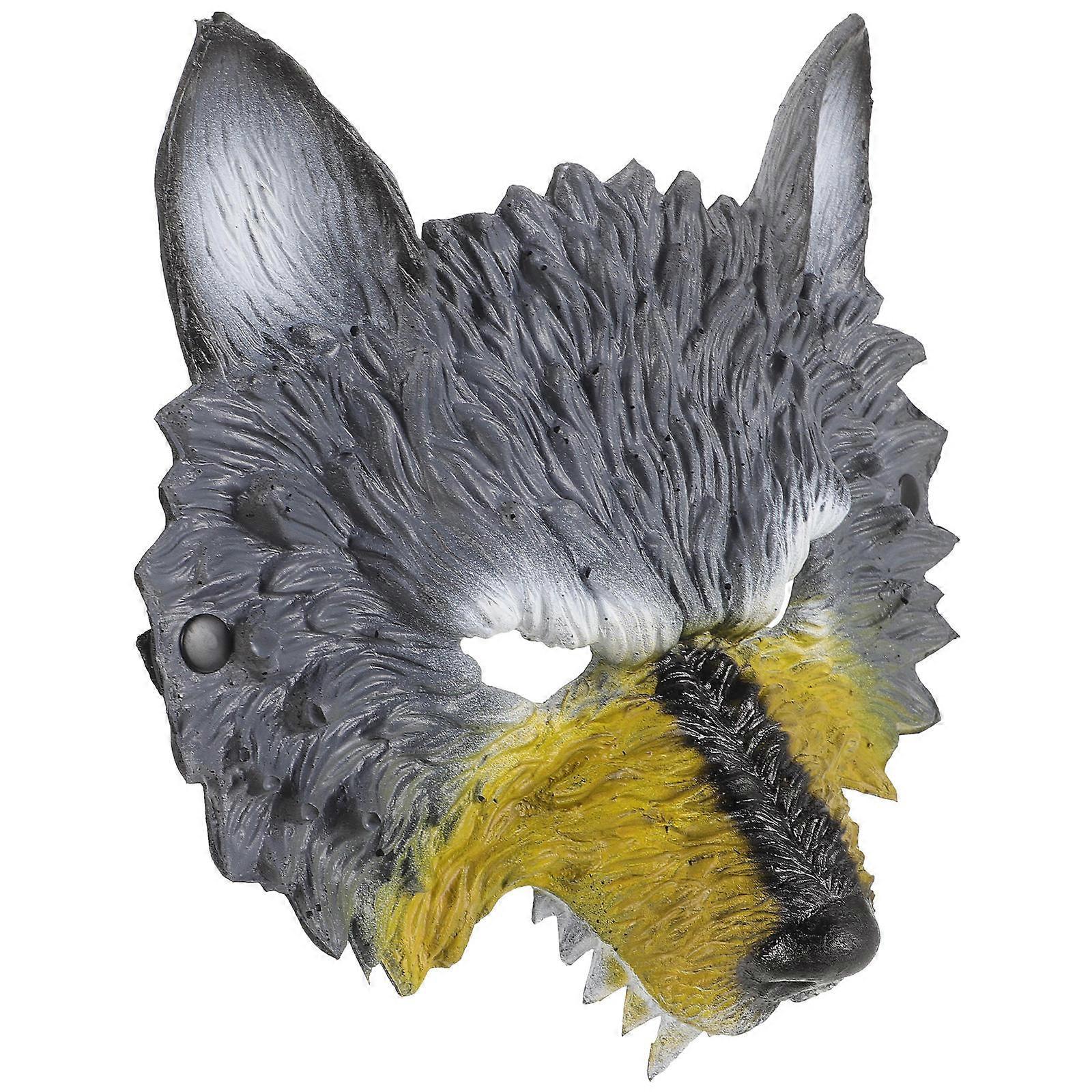 Cosplay Mask Wolf Mask for Masquerade 2Pcs Grey PU Material Accessory