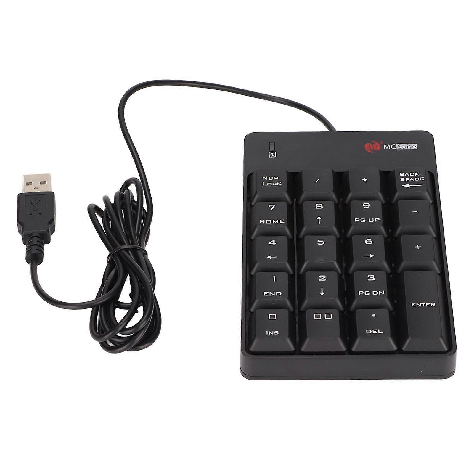 Number Pad Wired 19 Key USB Interface Drive Free Portable Black Laptop Numeric Keypad for Office Bank Super Market