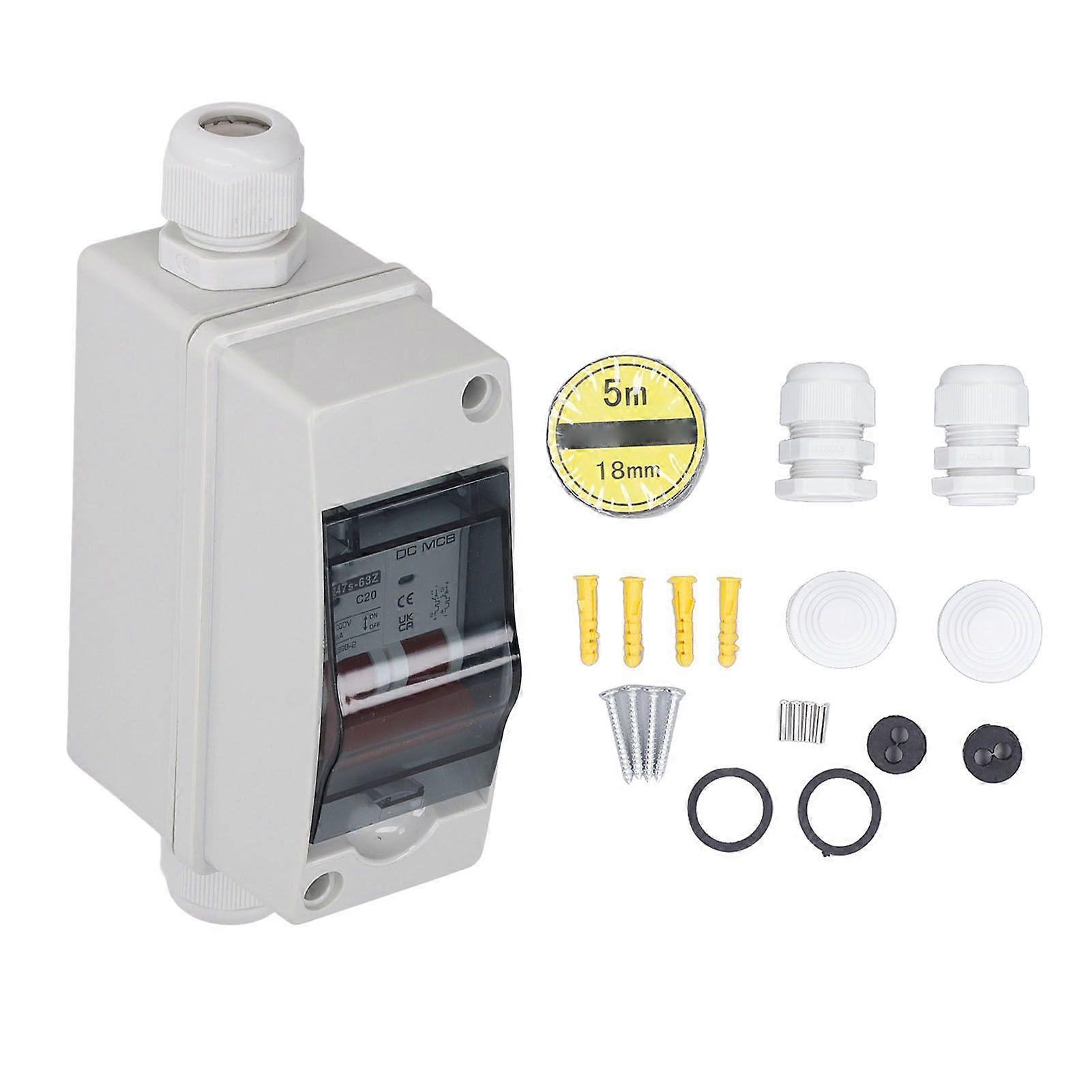 2P Miniature Circuit Breaker IP65 Waterproof Disconnect Switch for Solar PV System DC 1000V 20A