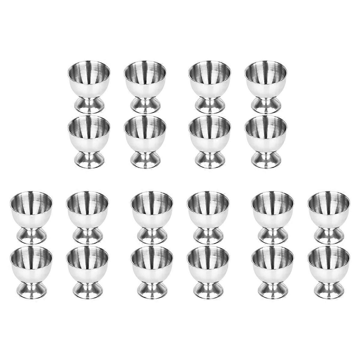 Egg Cups Set Stainless Steel Soft Tray Tool Holders Kitchen, Silver