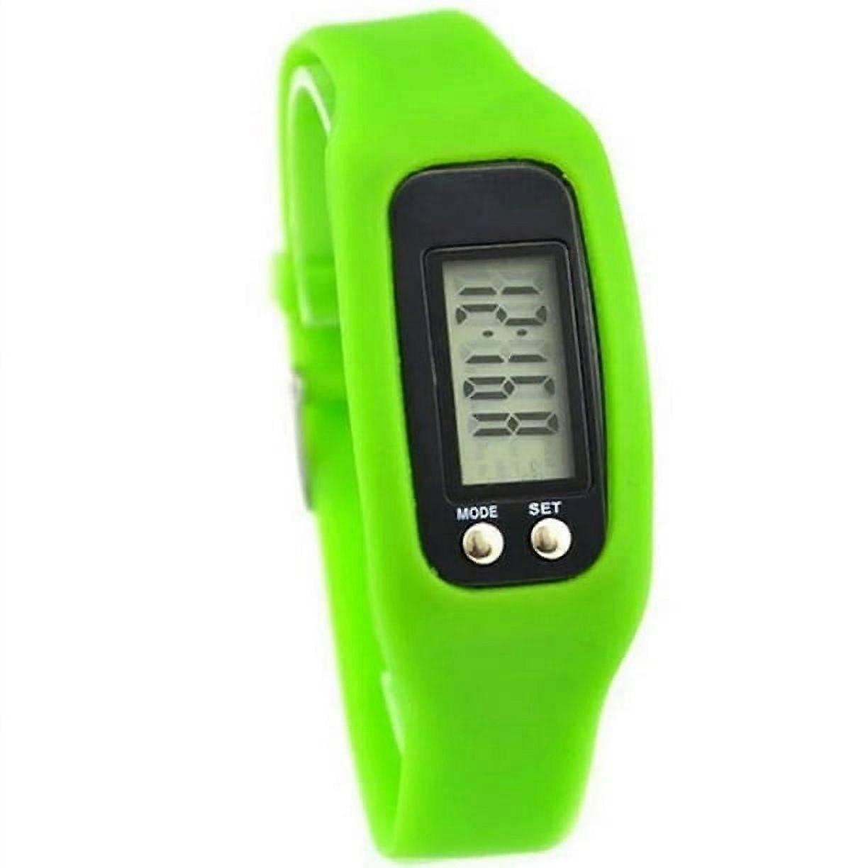 Pedometer Watch with LCD Display Simple Operation Walking Fitness Tracker Wrist Band Digital Step Counter Green