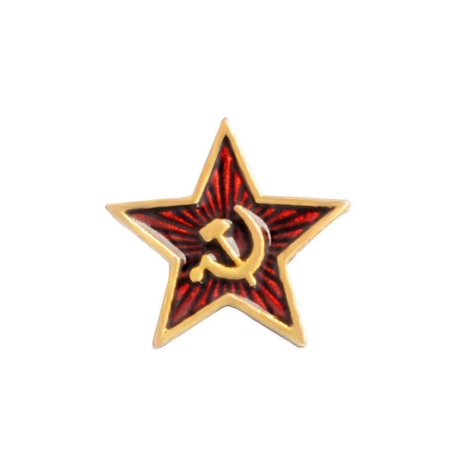 Retro USSR Symbol Pin Red Star Hammer Brooch Soviet Badge Coat Pin