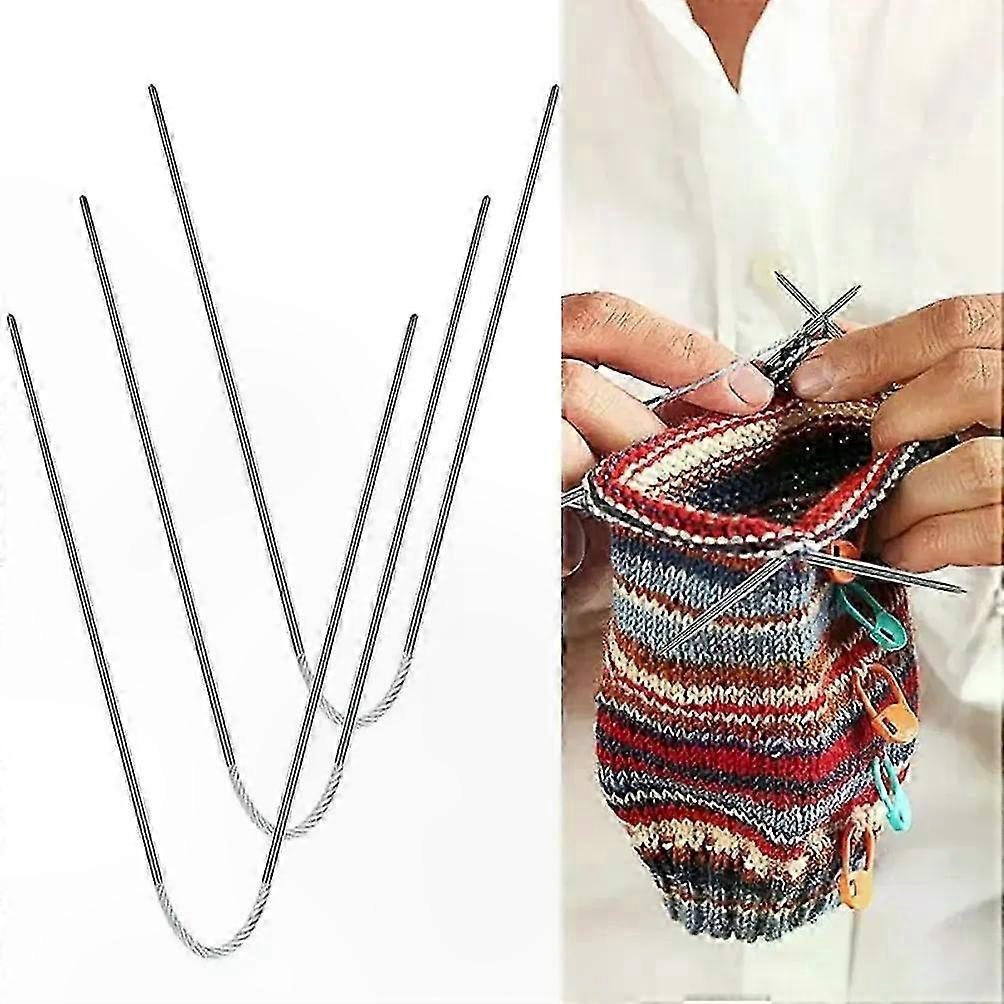 3-Piece Circular Knitting Needles Set for Baby Sleeves, Socks, and Accessories Crafting Projects with Metal Cable Design