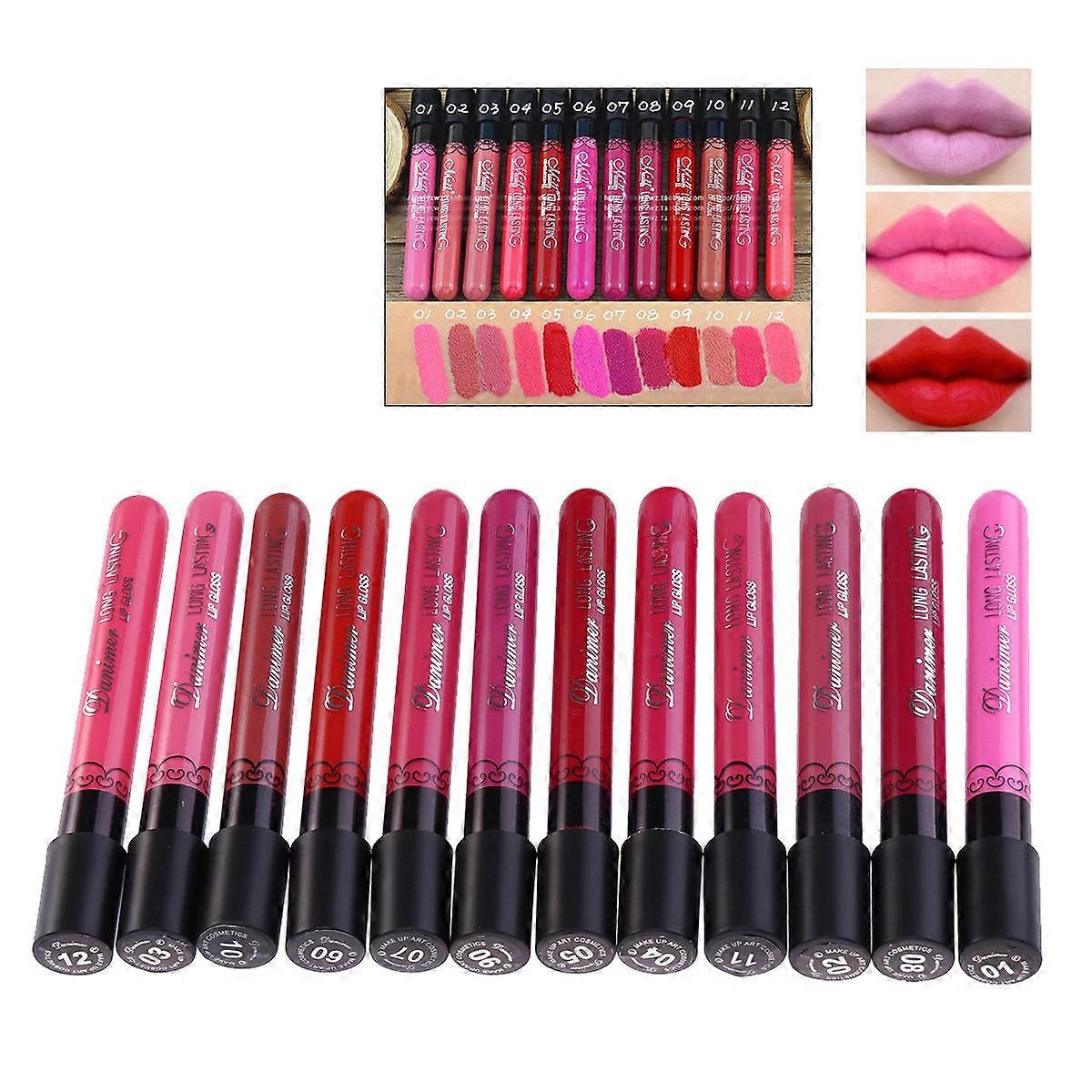 Matte Liquid Lipstick Matte Lip Gloss for Makeup Use 12Pcs
