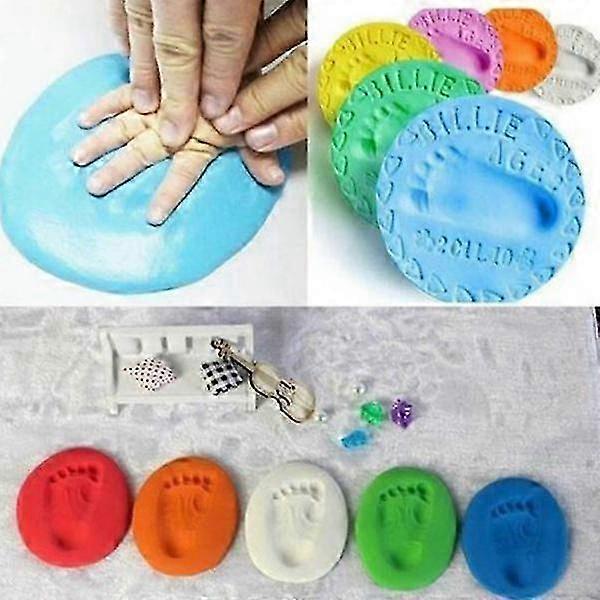 Baby Clay Handprint, Baby Care Air Drying Soft Clay Baby Handprint Footprint Imprint Kit Casting Parent-child Hand Ink Pad Fingerprint DIY Toy Gift 26