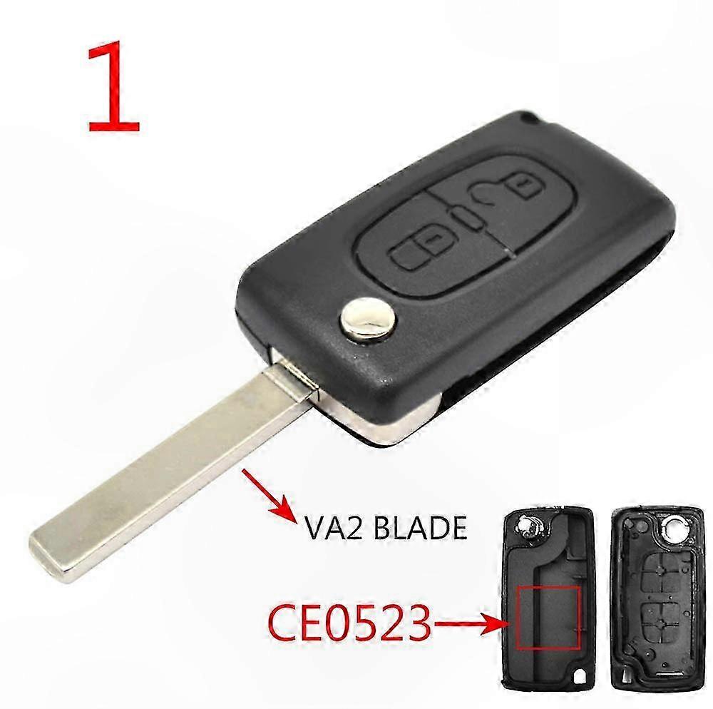 2 Button Flip Key Shell Case CE0523 CE0536 for Peugeot 308 207 307 3008 5008 807 &  C2 C3 C4 C5 C6 C8