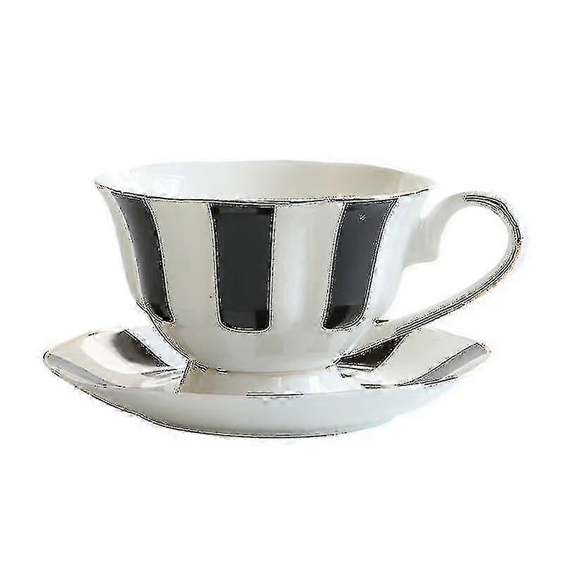 Schwarz-Weiß Hepburn Style Retro Serie European Style Gestreifte Polka Dot Kaffeetasse und Untertasse