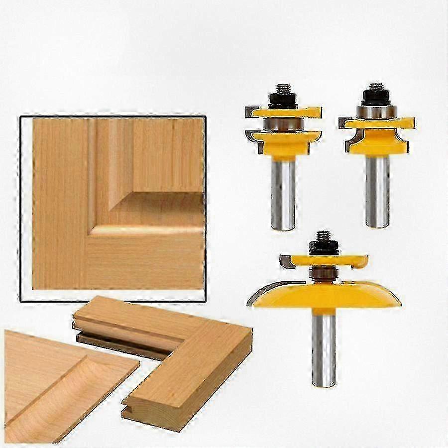3pcs 1/2inch Rail & Blade Cutter Panel Cabinet Router Bits Set Milling Cutter Power Tools for Door Applications