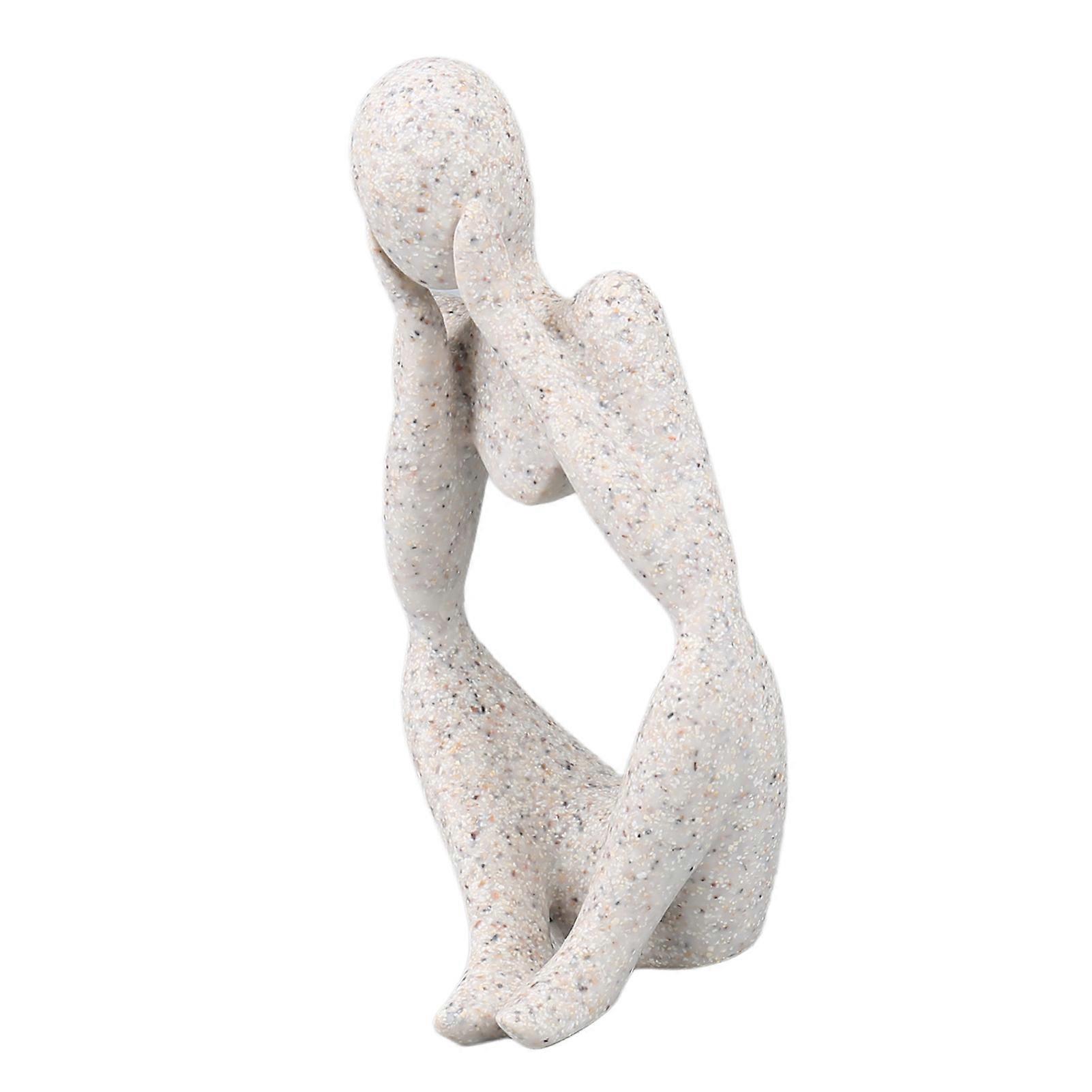 Resin Thinker Statue Abstract Thinker Figure Thinker Style Decoration for Living Room Office Book Shelf Sandstone Focus 