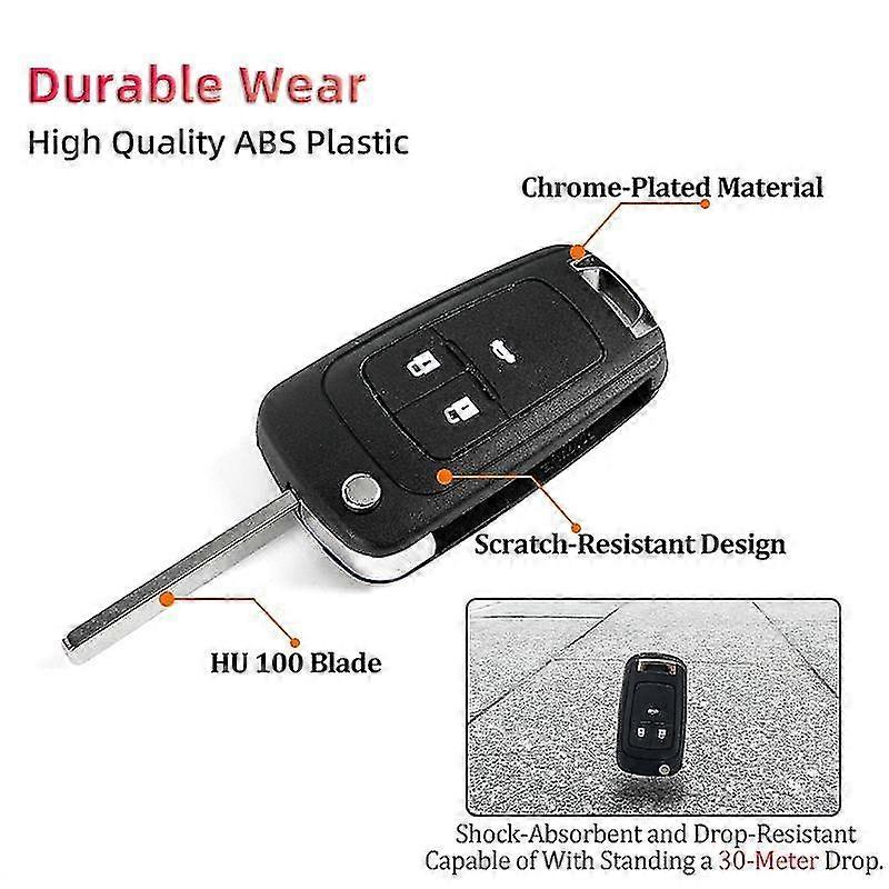 2025 Car Remote Control Flip Key Shell 3 Button for Chevrolet