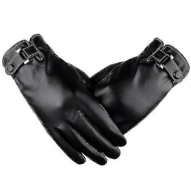 Hommes Hiver Automne Pu Cuir Gants à écran tactile A