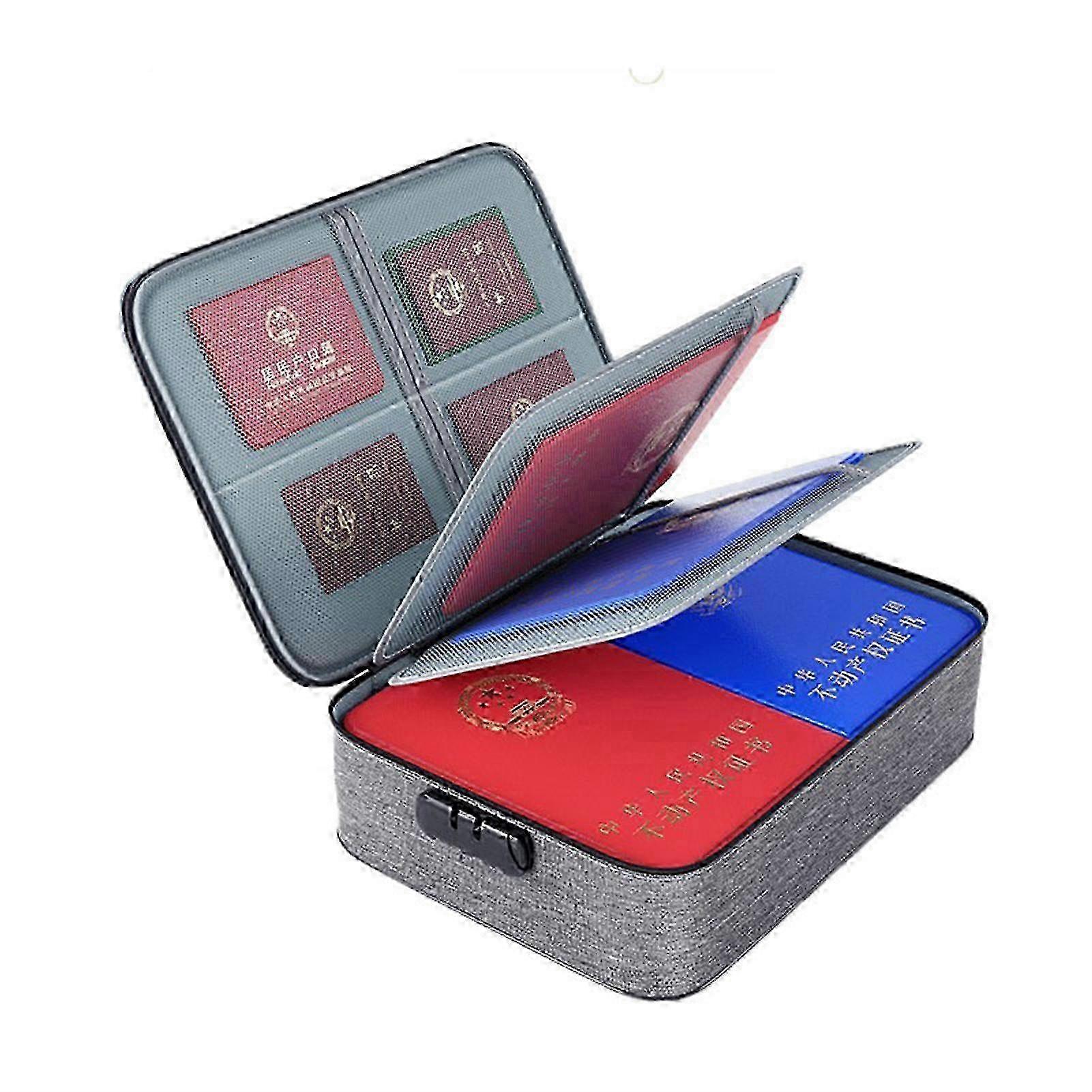 Fireproof Document Box 37x27x10cm 2-layer Document Safe Bag File Storage Box With Lock Waterproof Ziper Portable 2025