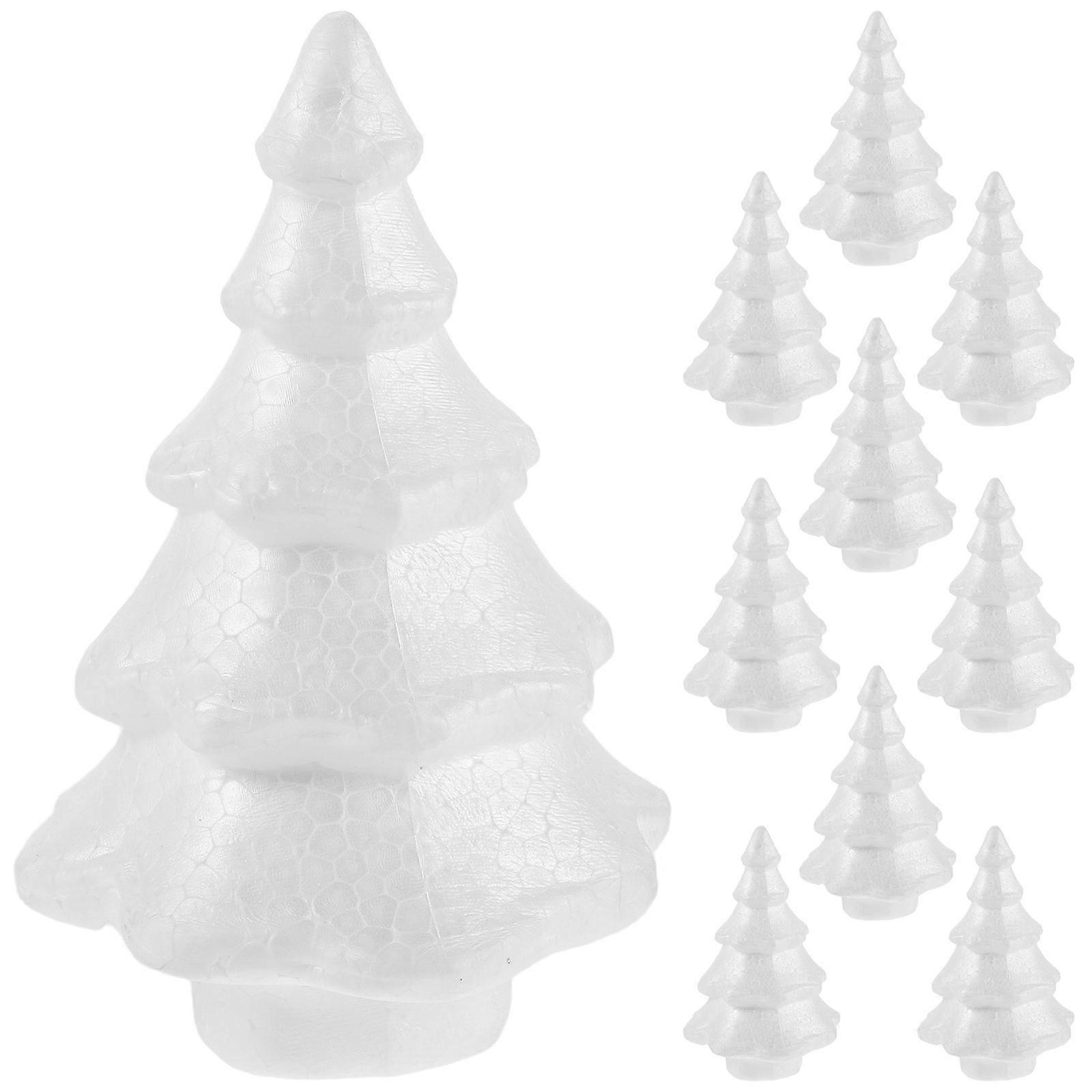 10pcs White Foam Christmas Tree 150mm DIY Polystyrene Cone Solid Craft Cone Shapes Blank Tree Form for Tabletop Holiday Decoration