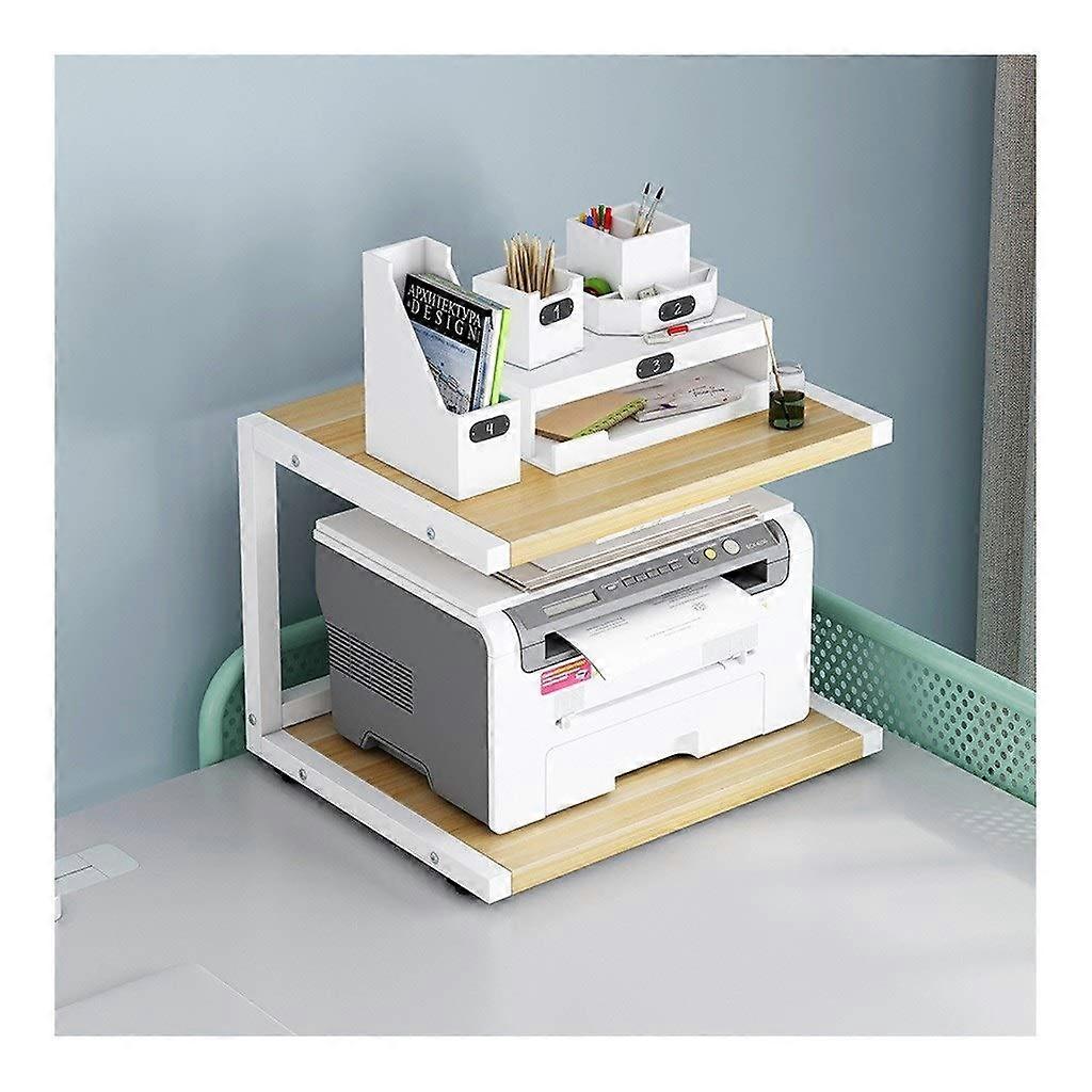 Printer Stand with 2Tier Shelves for Home Office Paper Storage and Space Saving Organizer (B)