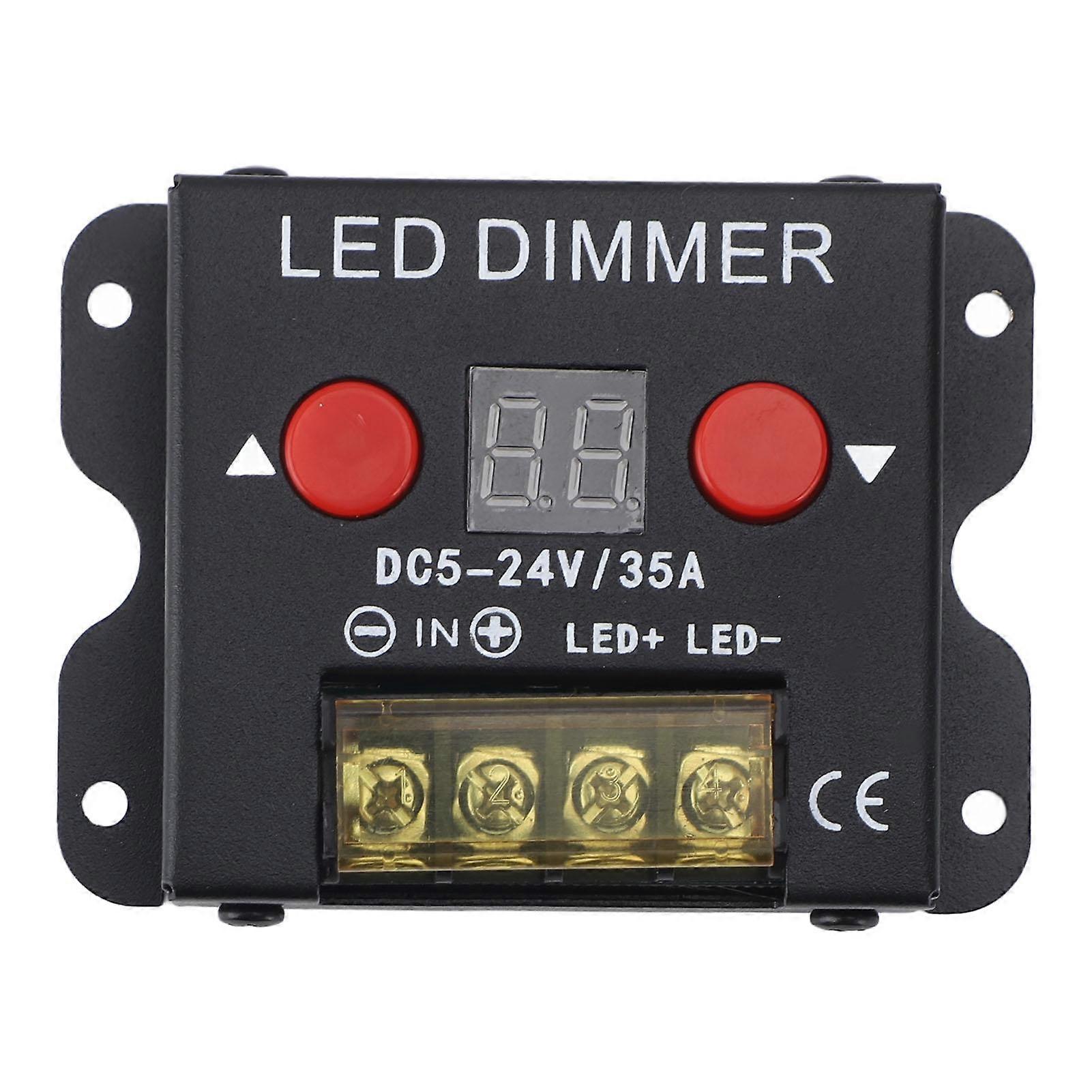 LED Light Strip Dimmer DC 5?24V 35A PWM Dimming Controller with Digital Display Metal Shell for