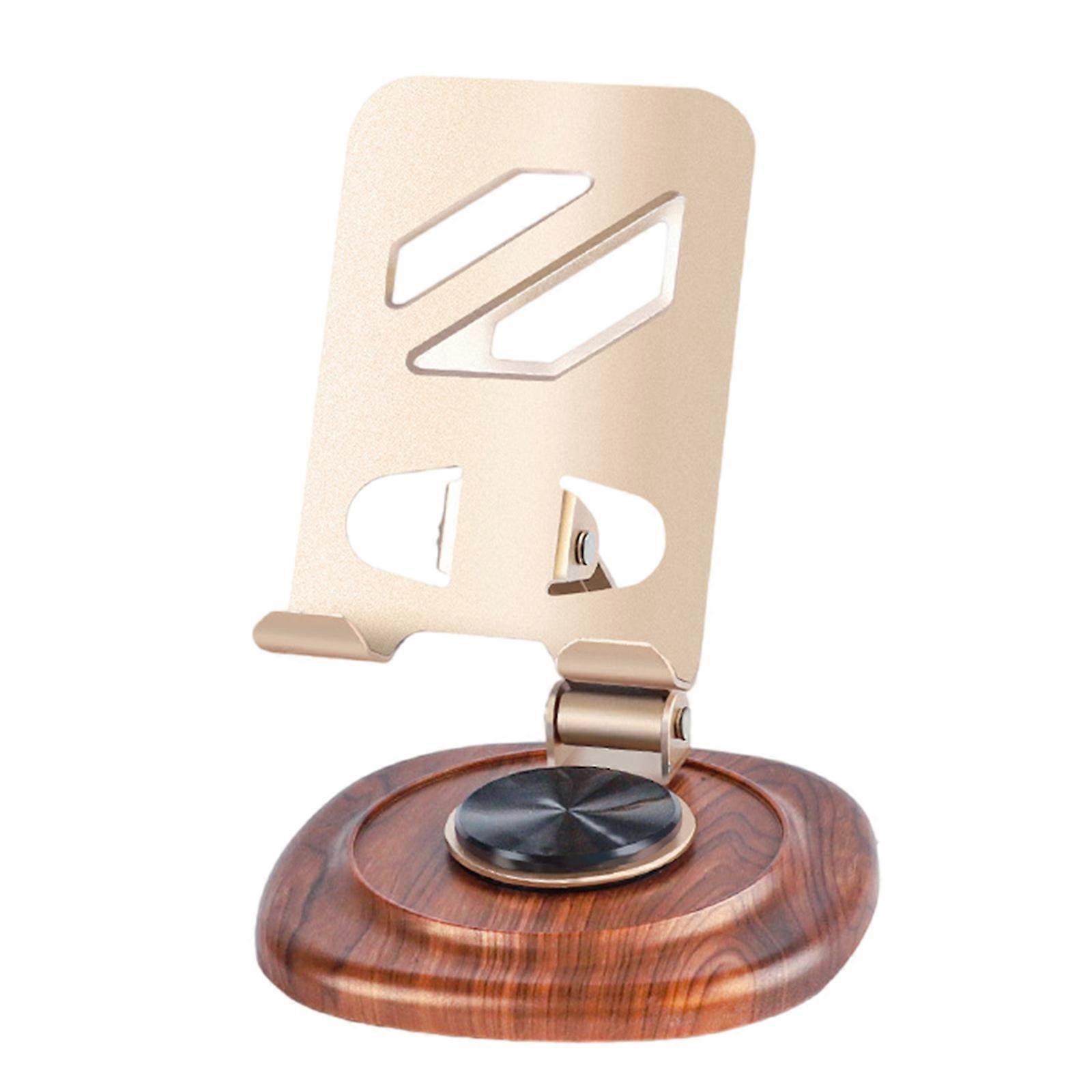 Ergonomic Adjustable Height Rotating Phone Stand Compact Foldable Design Walnuts Wood Base For Home Office Travel Use Multicolor
