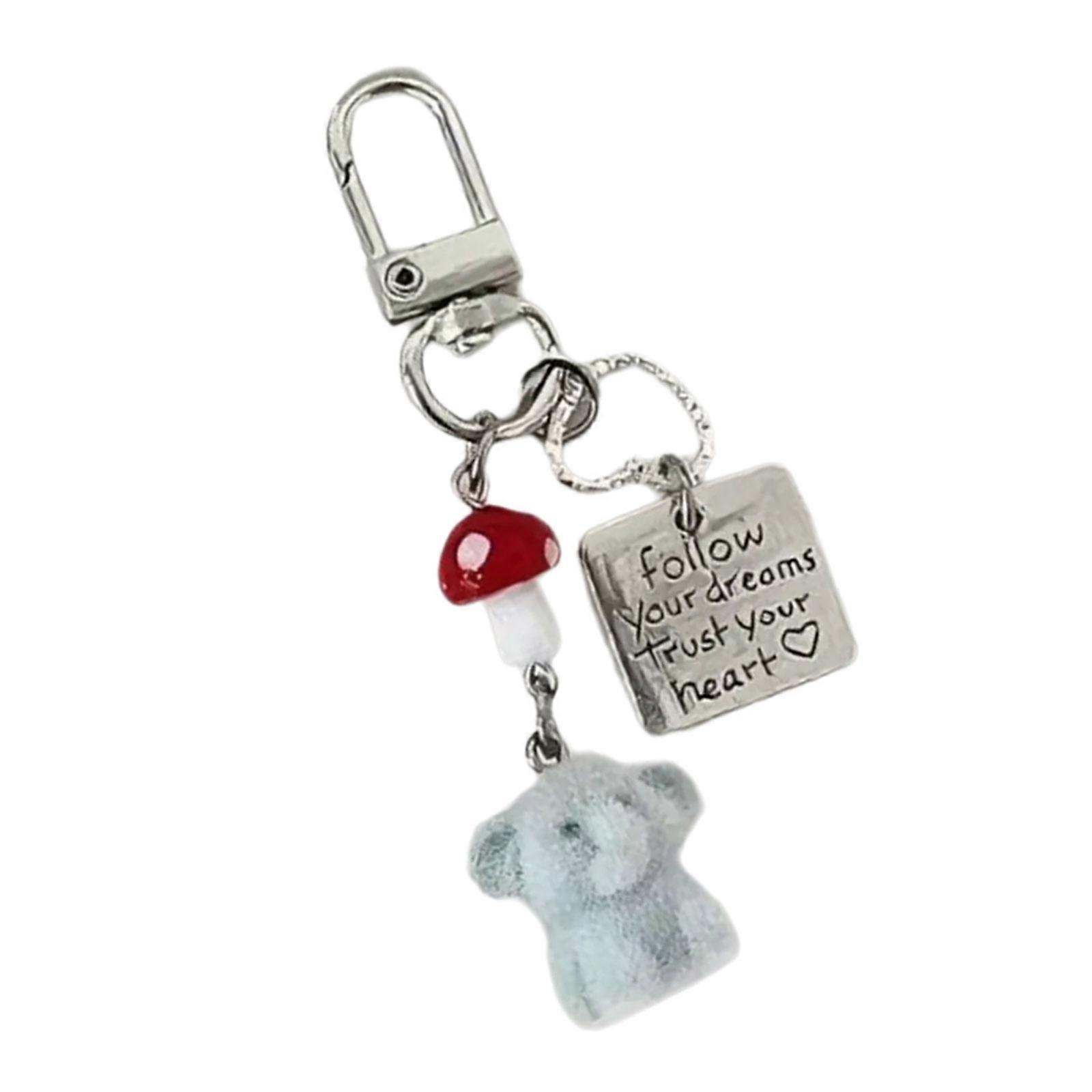 Playful Red Mushroom Elephant Keychain For Phone Bag Charm Trendy Resin Alloy Jewelry for Women Girls Multicolor