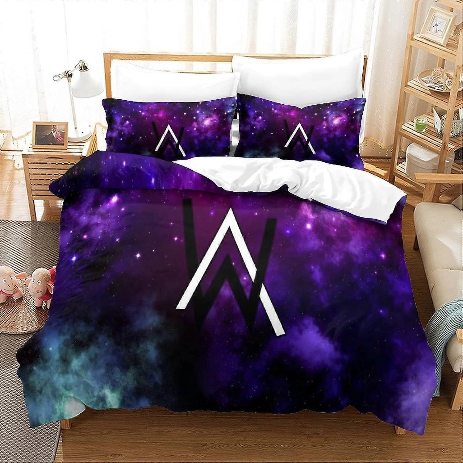 GENBAK Alan Olav Walker Edredom Capa Set Música Impresso Roupa de Cama Set DJ Comforter Capa com Travesseiro Shams Microfibra Capa de Colcha Zíper 3 Pcs Duplo