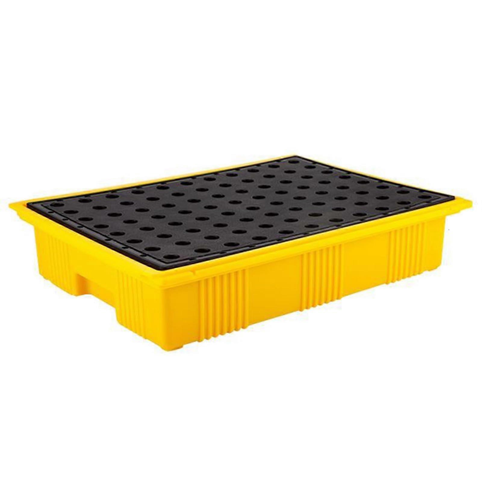Spill Containment Tray Platform AntiSkid Stackable Polyethylene Pallet for Oil Drums Paint Buckets (49x35.5x10CM)