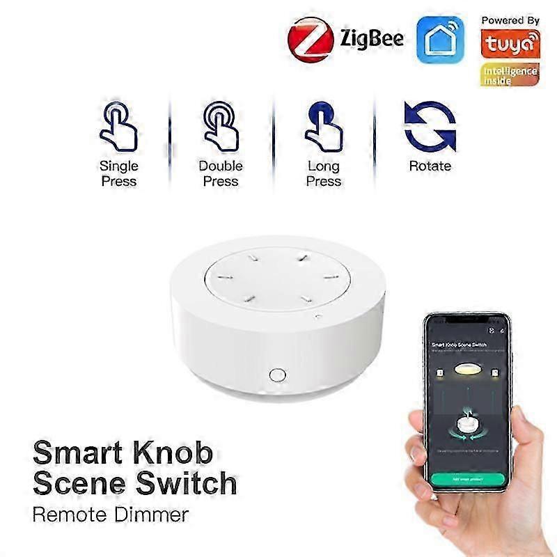 Tuya Zigbee Scene Switch Knob Button Wireless Smart Home Dimming Scene Switch Remote