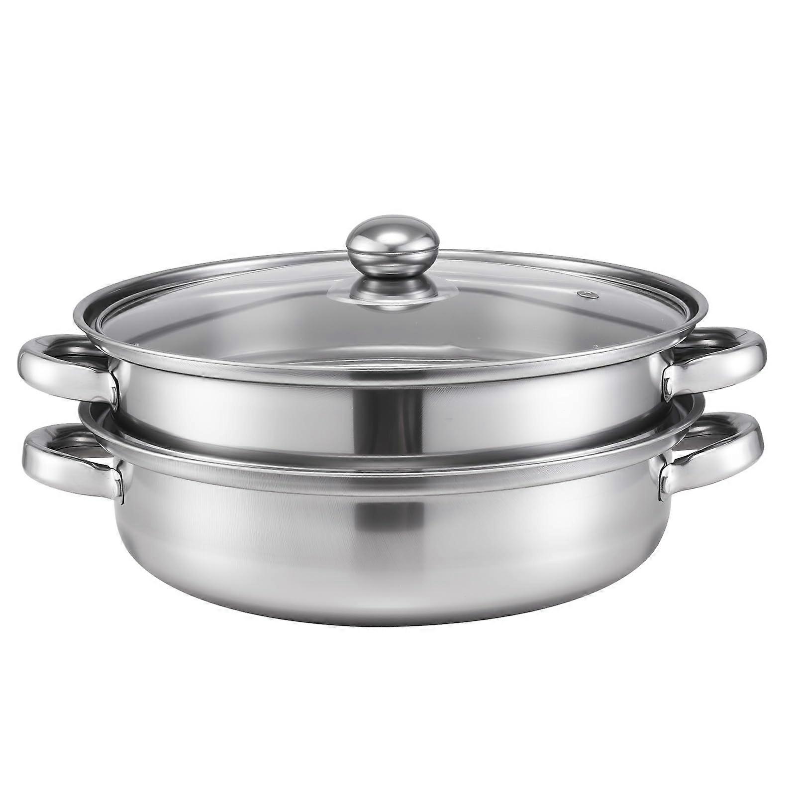 Stainless Steel Steamer Pot 2Tier 28cm Large Capacity for Cooking, Boiling and Family Meals
