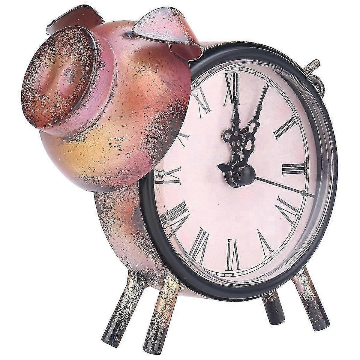 Classic Handmade Pig Desk Clock for Office