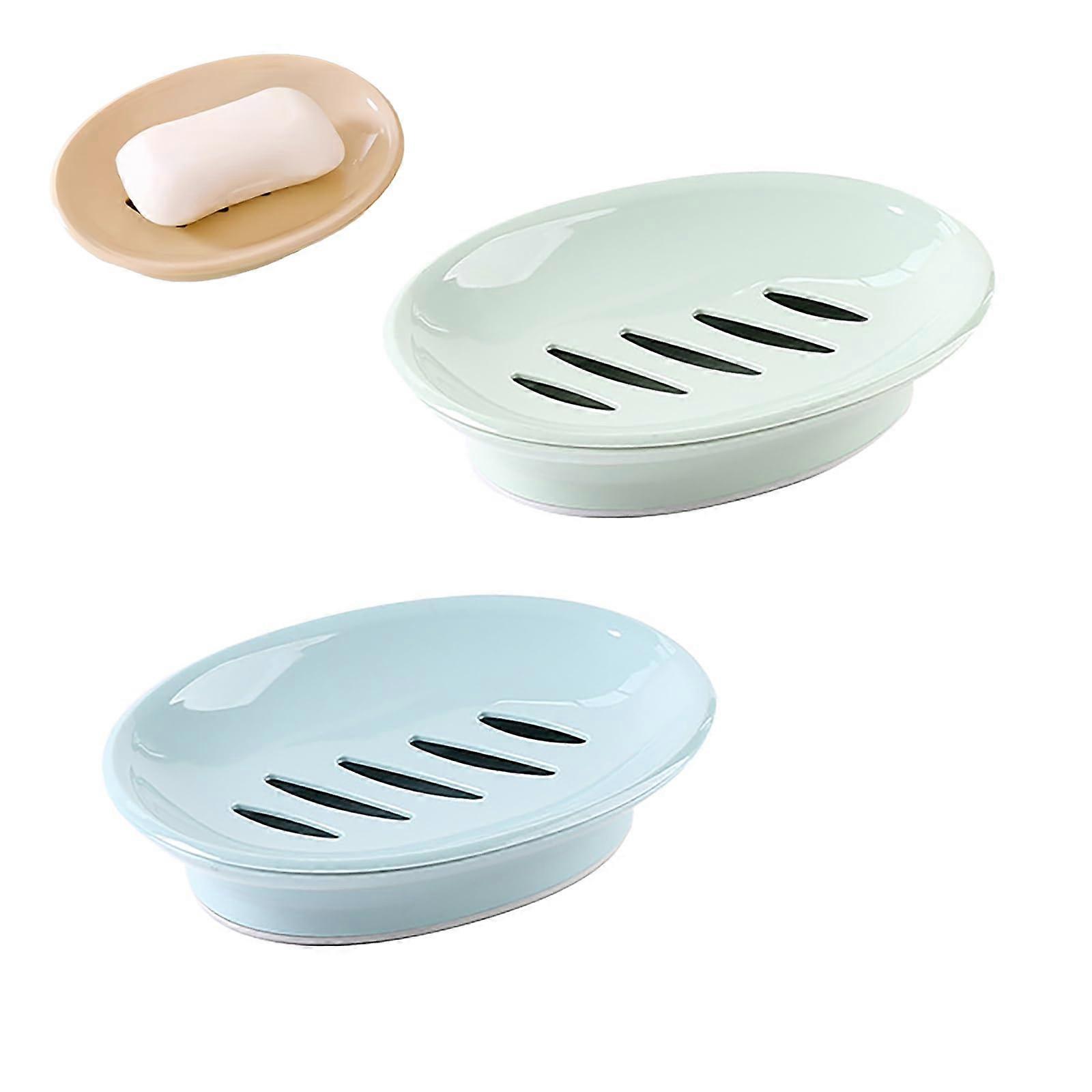 Soap Saver Tray 2 Pack Self Draining Removable Soap Holder for Bathroom Kitchen Sink (Green Blue)