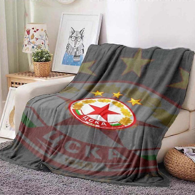 CSKA Sofia Team Emblem Red Five-Star Oak Leaf Blanket, Craftsmanship, Polyester - Suitable for Sofa, Bed, Car, Office, C-AZXCM54
