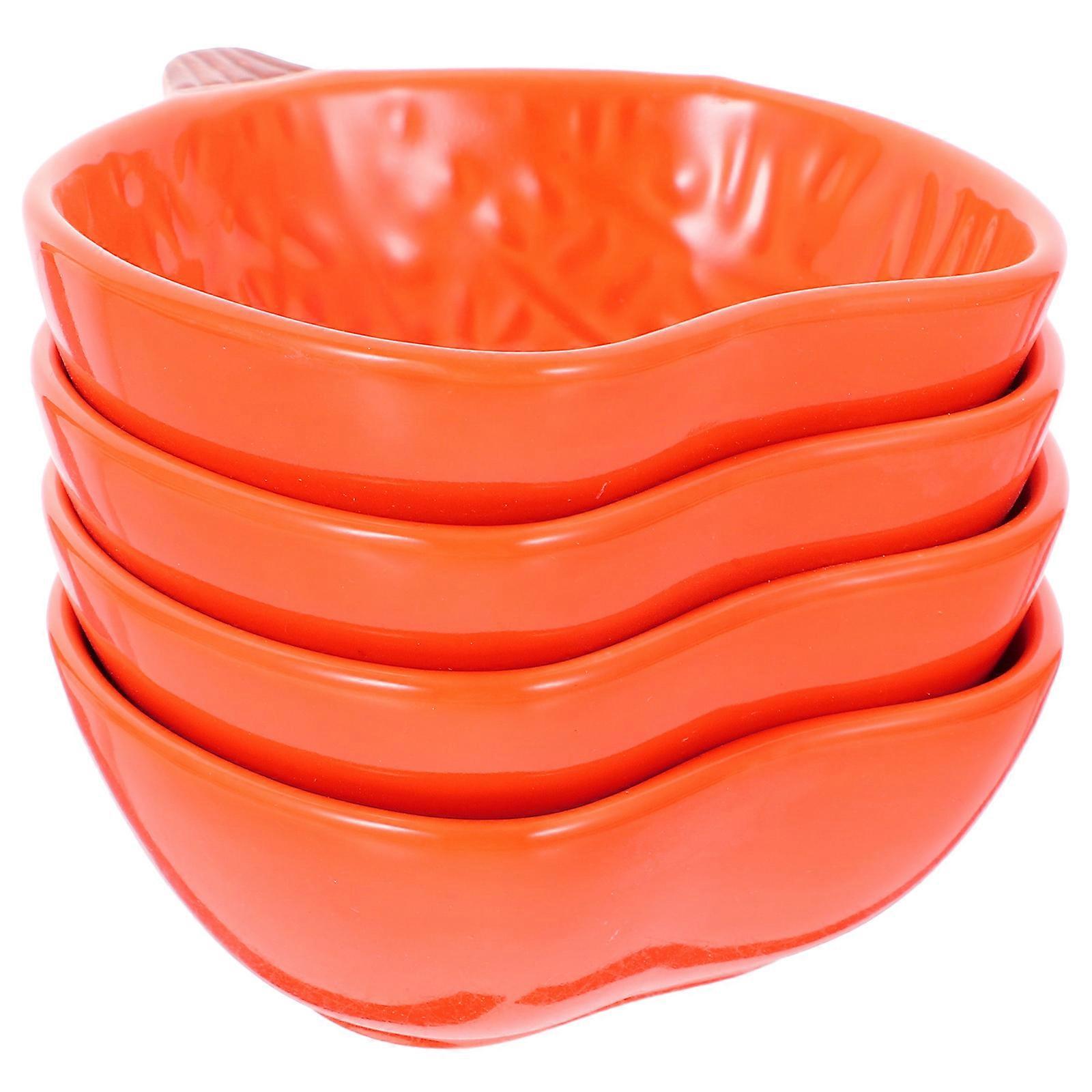 Orange Ceramic Side Dish Plates for Sauce Storage 4Pcs for Restaurants