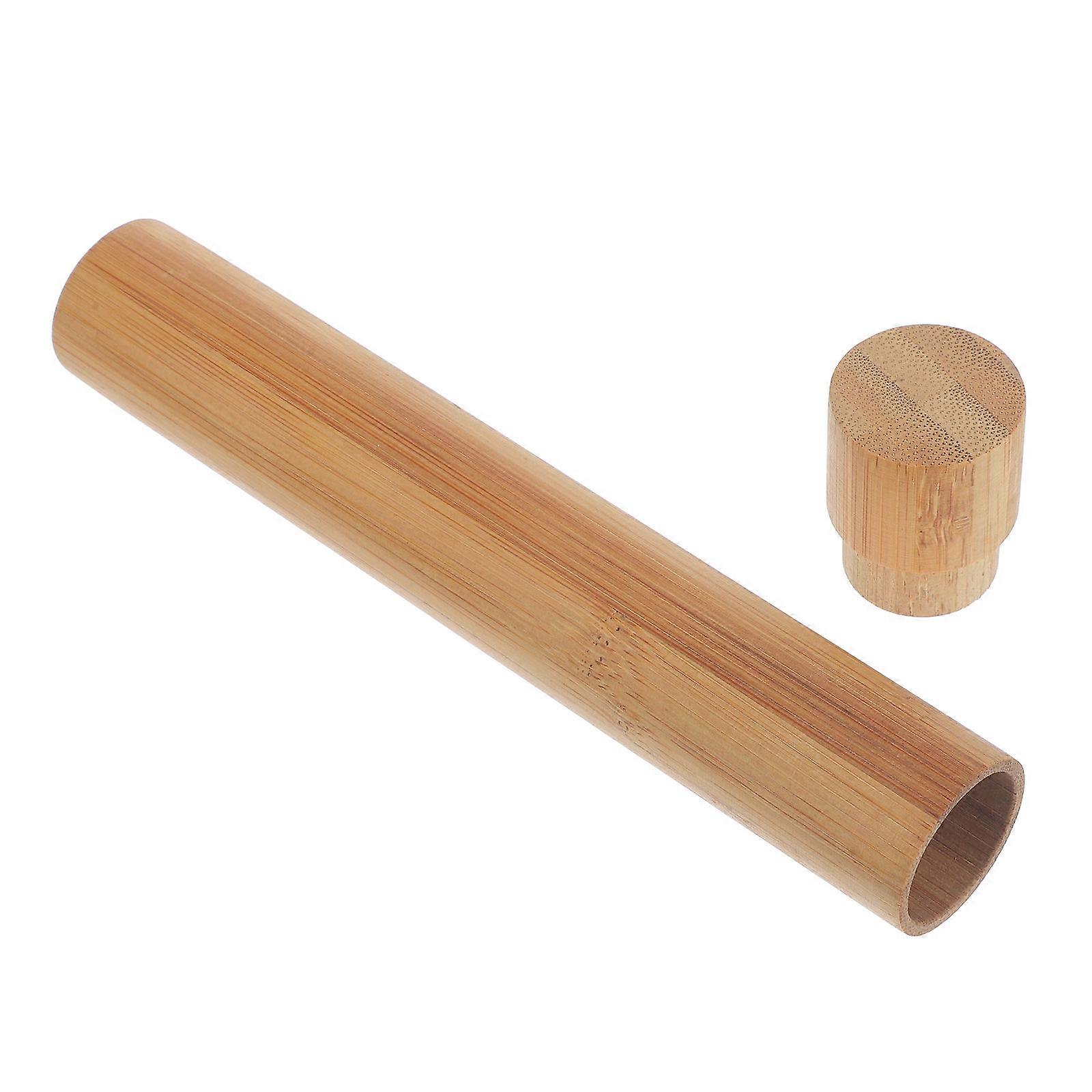Mailing Tube for Transporting Items and Storing Artworks Made of Light Brown Bamboo 1Set