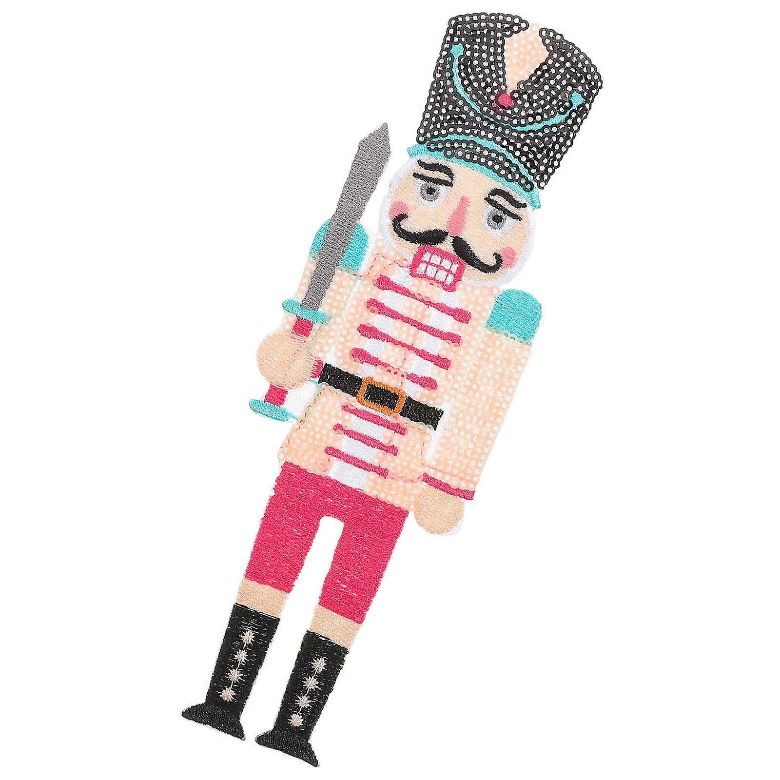 Iron on Patch Nutcracker Decorative Embellishment for Holiday Decor Multi Cloth Material 1Pcs