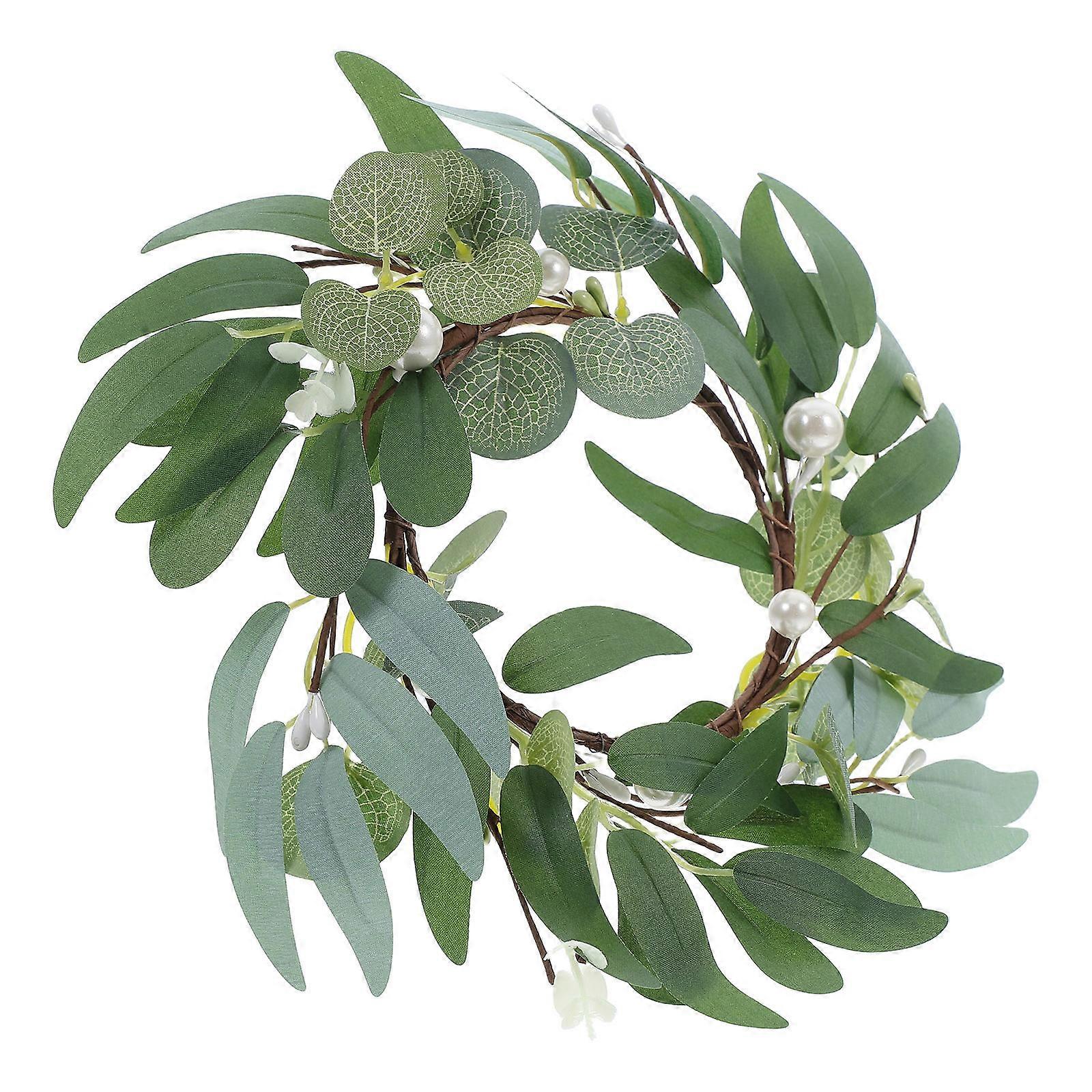 Rustic Artificial Leaf Candle Holder Wreath for Wedding Centerpieces