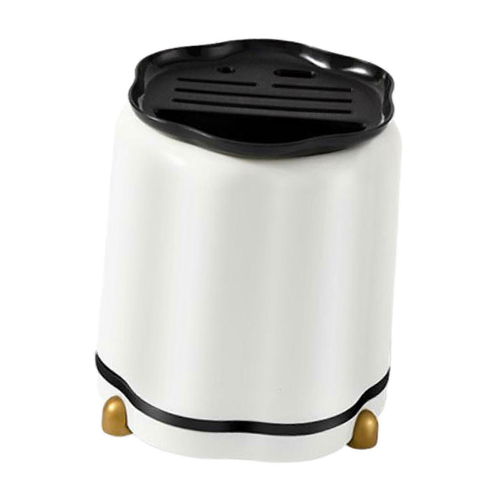 Rotating Knife and Utensil Holder with 360° Storage and Detachable Drain Tray for Kitchen Counter