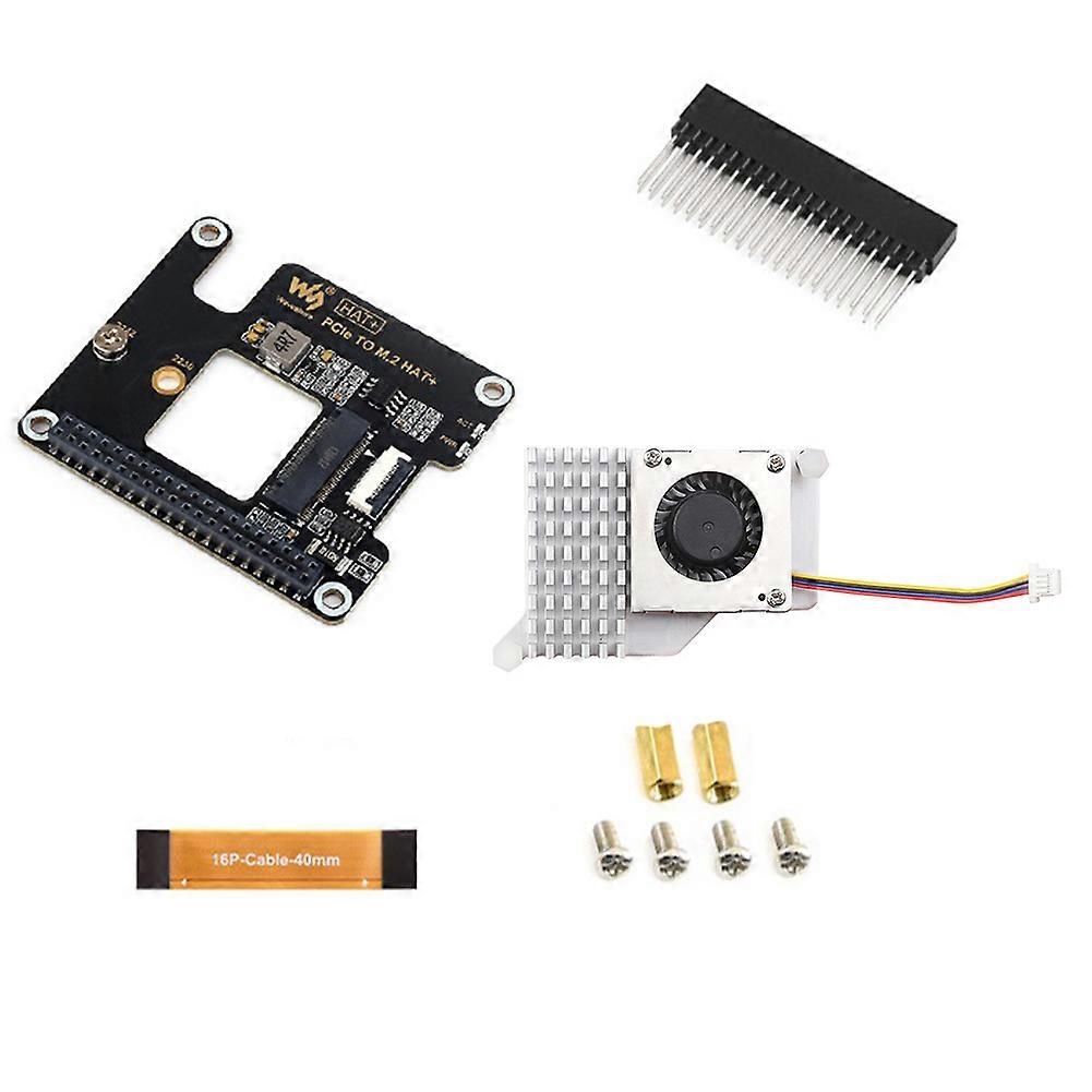 Waveshare for Raspberry Pi 5 PCIe to M.2 Adapter Board NVMe Protocol M.2 Interface Hard Disk HAT+ Standard Module with Heat Sink