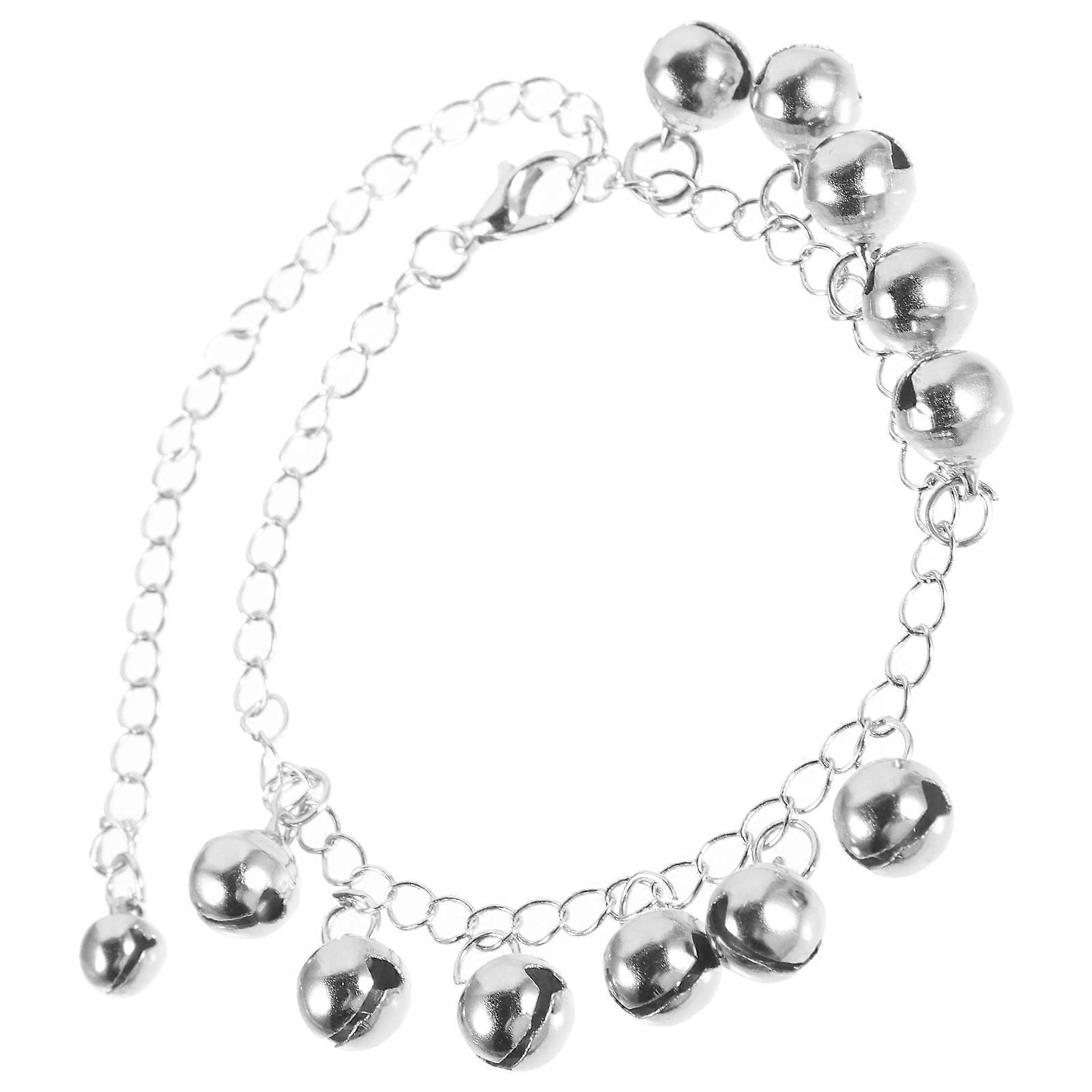 Bell Charm -rannekoru hopeoitu rannekoru Solid Link Chain -rannekorut naisille