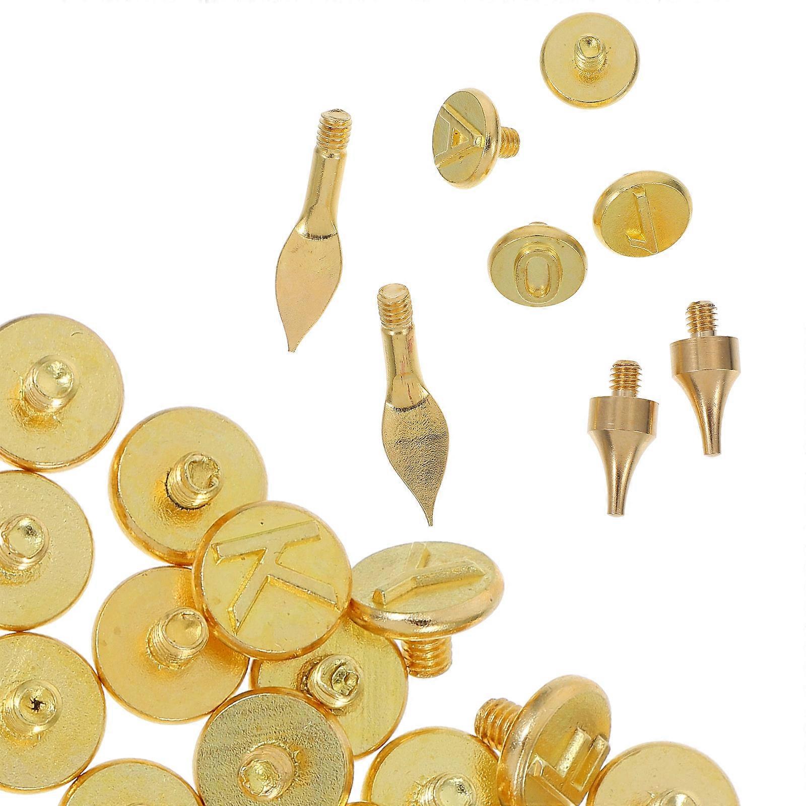 Woods Burning Alphabet Number Tips Brass Tool for Craft 56Pcs