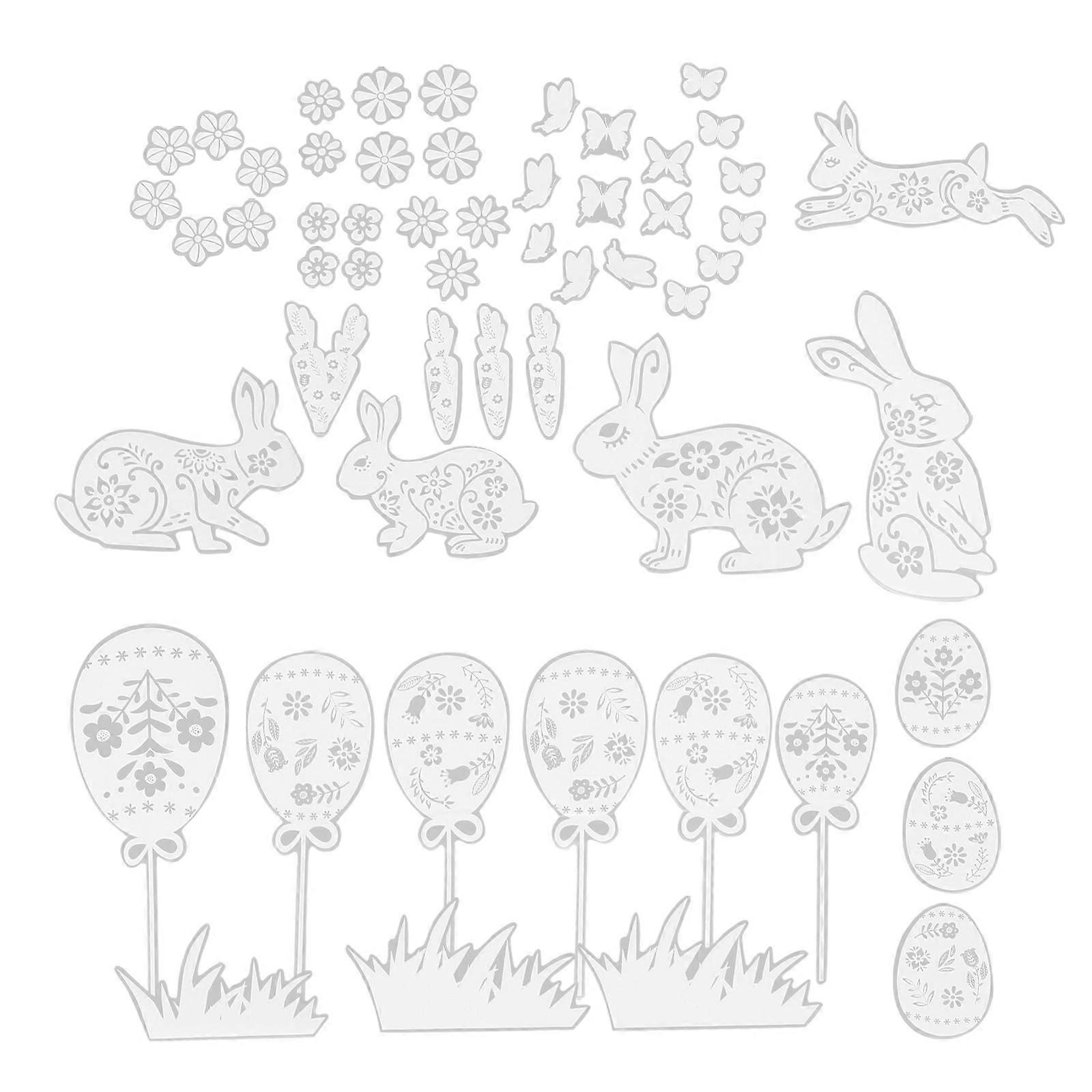 Easter Bunny Window Stickers for Kids Room Removable 12Pcs Easter Wall Decals