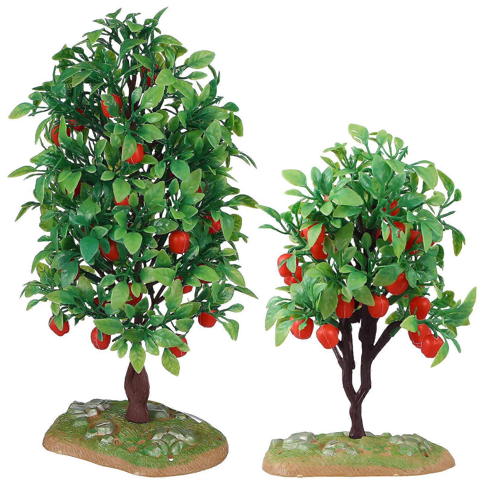 Artificial Apple Trees Mini Model Trees for Decoration 2Pcs Plastic