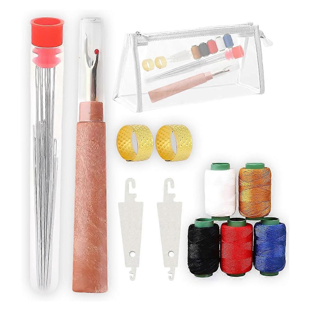 37PCS Sewing Tool Set, Needles Thread Hand Repair Tools, Embroidery Tool Kit, Include 25 Steel Needles, 5 Threads