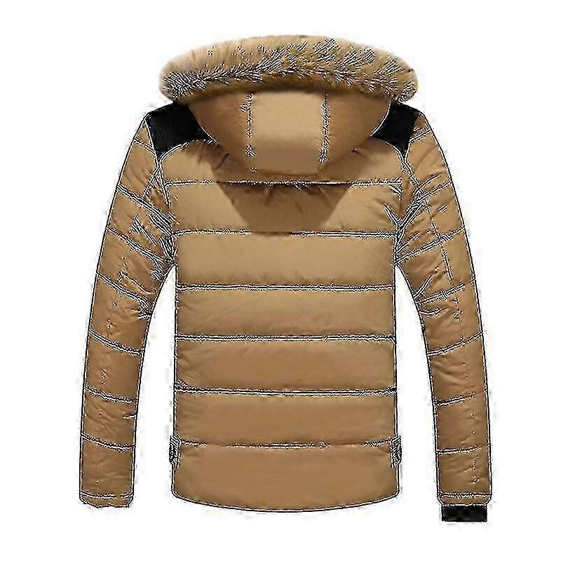 Winter Jacket for Men with Fur Hood, Thickened Puffer Coat