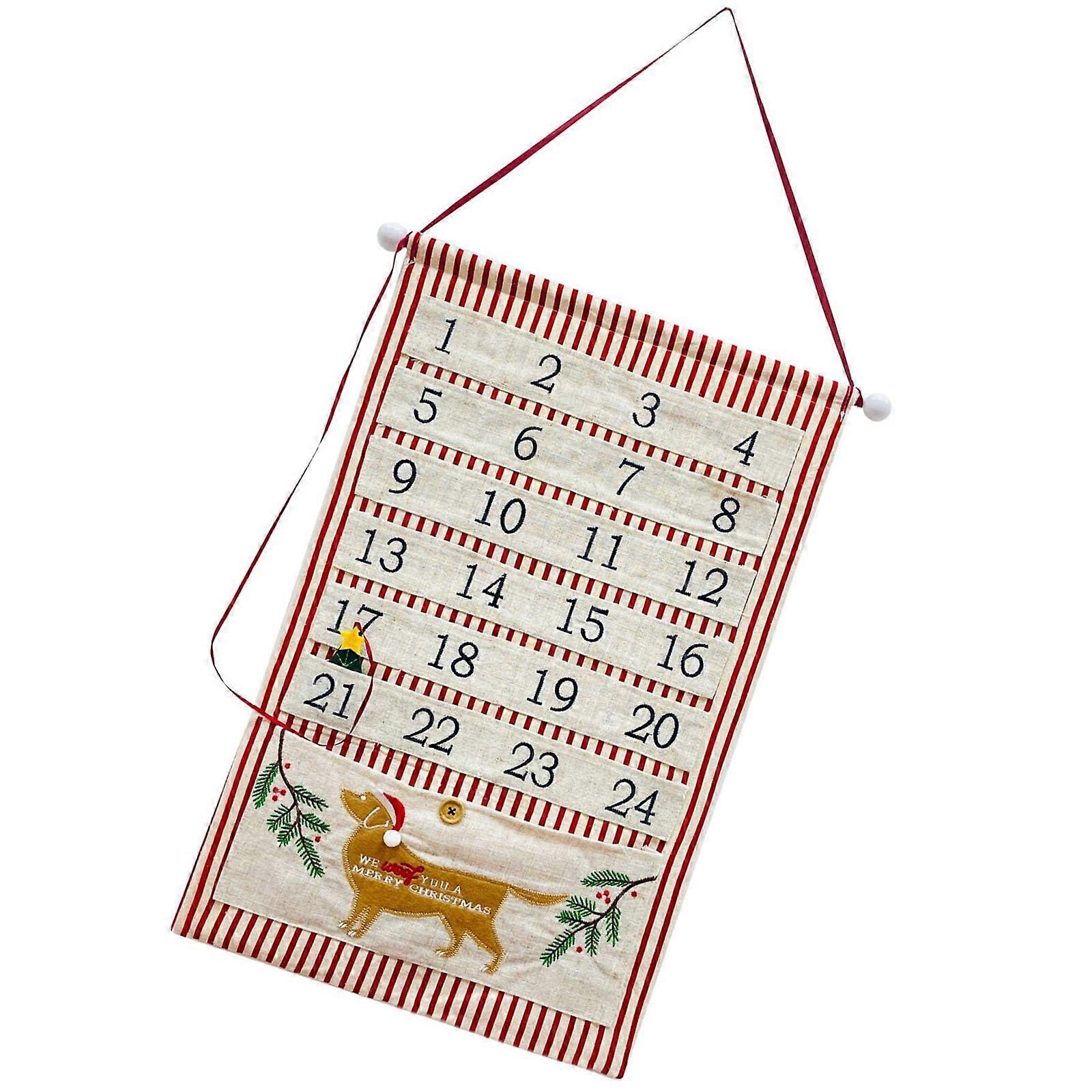 Fabric Advent Calendar with 24 Numbered Pockets Reusable Wall Hanging Christmas Countdown