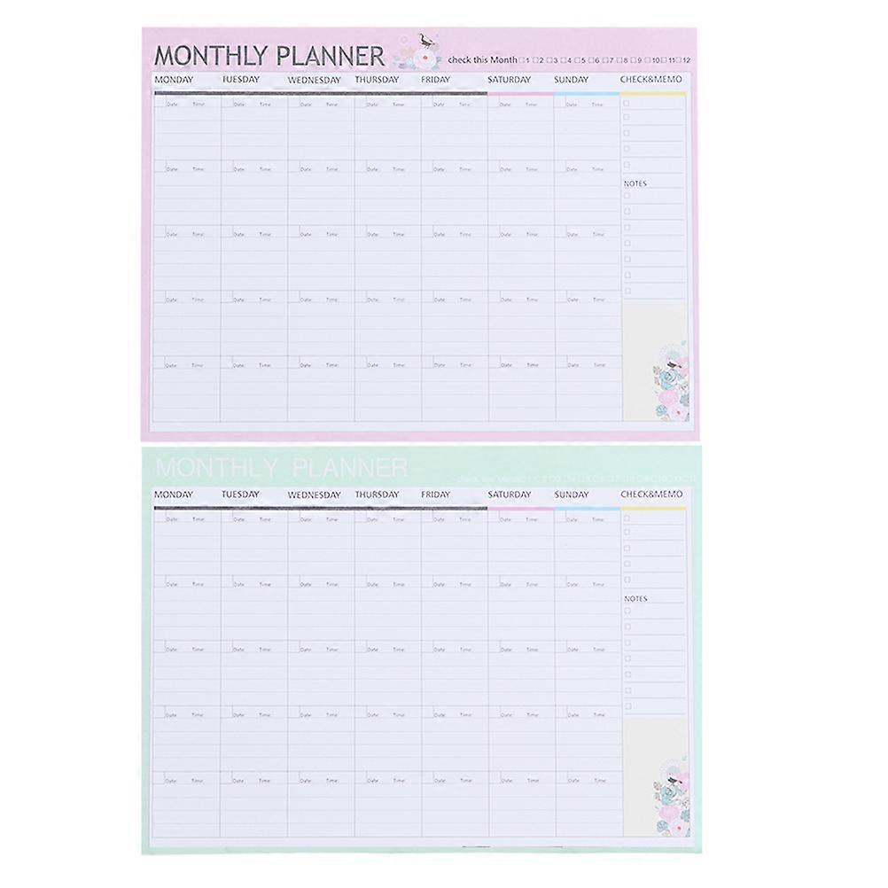 Monthly Planner Tearable Paper Notepad for Taking Notes 2 Books Assorted