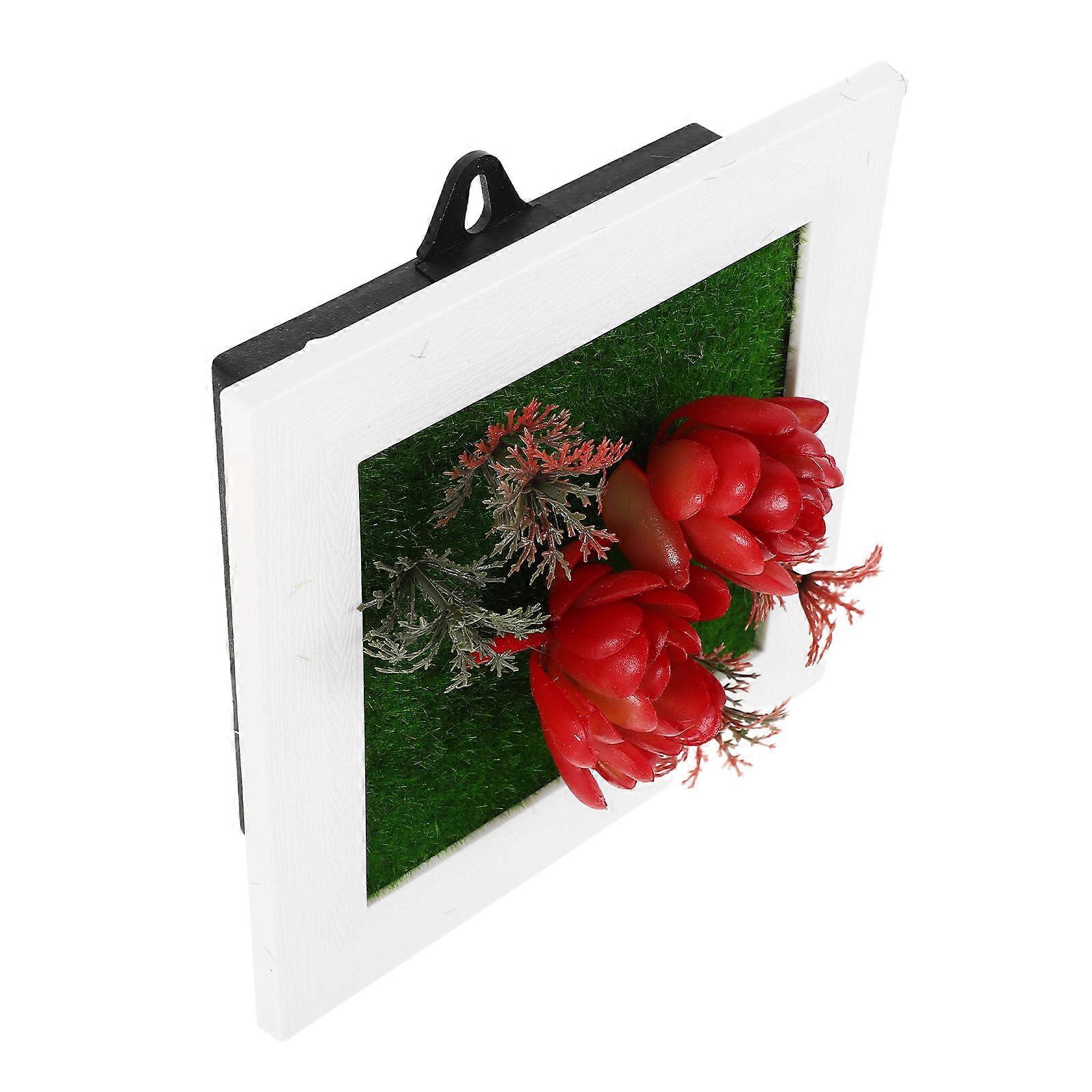 Artificial Succulent Plant Frame for Wall Mounted Red Decoration -