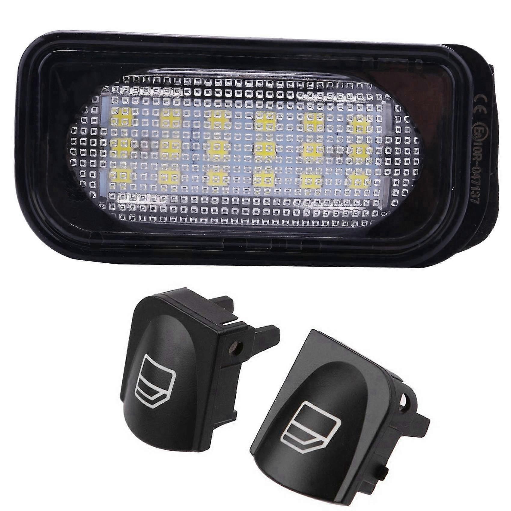 2 Pair Car Accessories: 1 Pair No Error License Plate Light Base & 1 Pair Front Window Switch Repair Button Caps