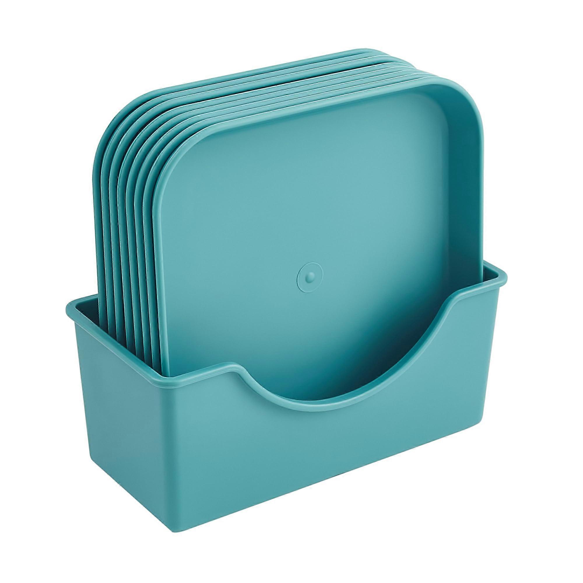 Reusable Plastic Dinner Plates with Rack, 8pcs Unbreakable Square Style for Indoor and Outdoor Use