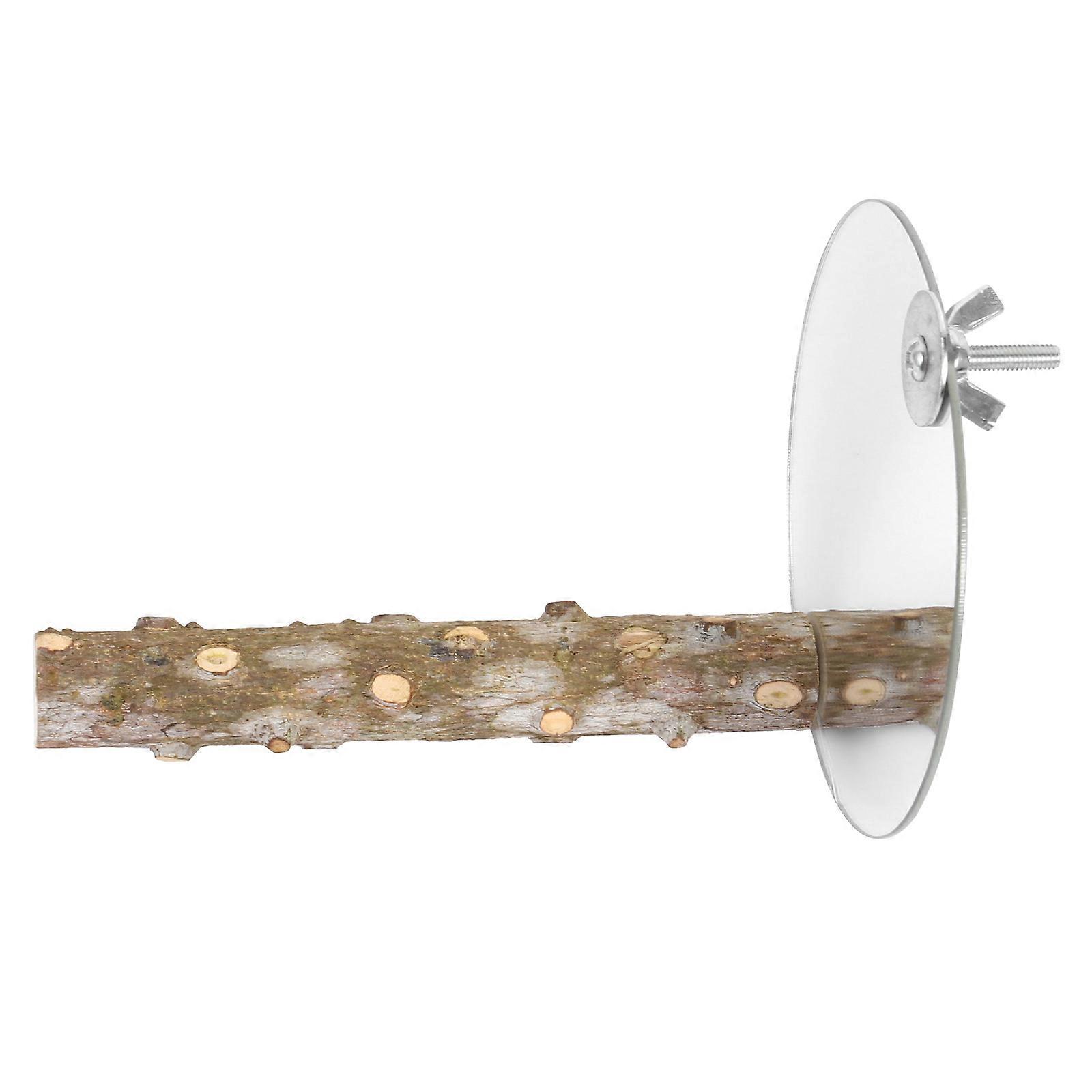 Pet Mirror Bird Cage Accessory with Wood Perch for 2Pcs Parrots