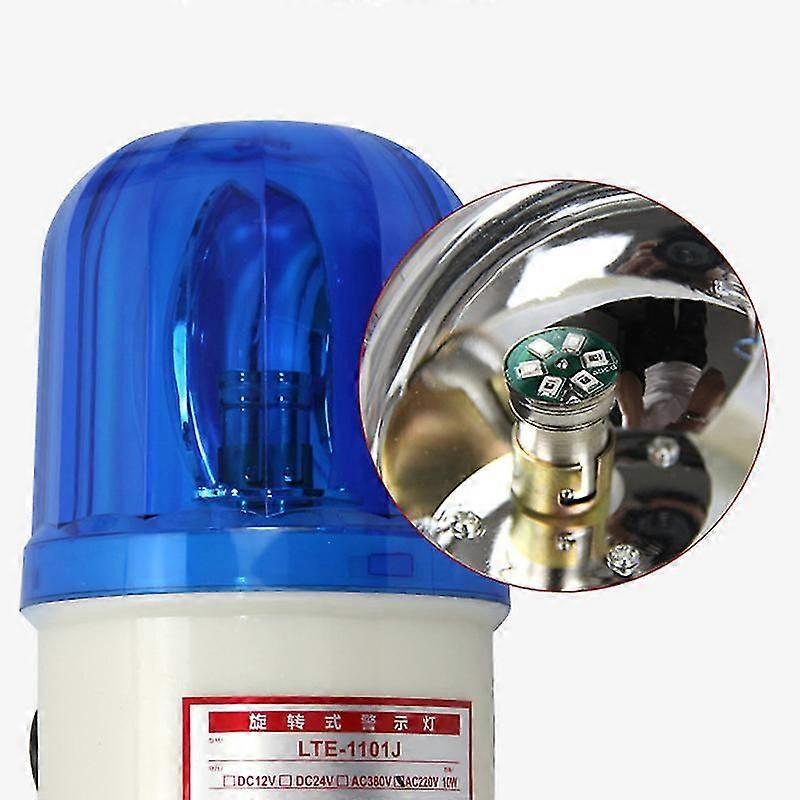 220V Blue LED Rotating Warning Light: 90 DB Sound, Waterproof & Dustproof for Security Alarms
