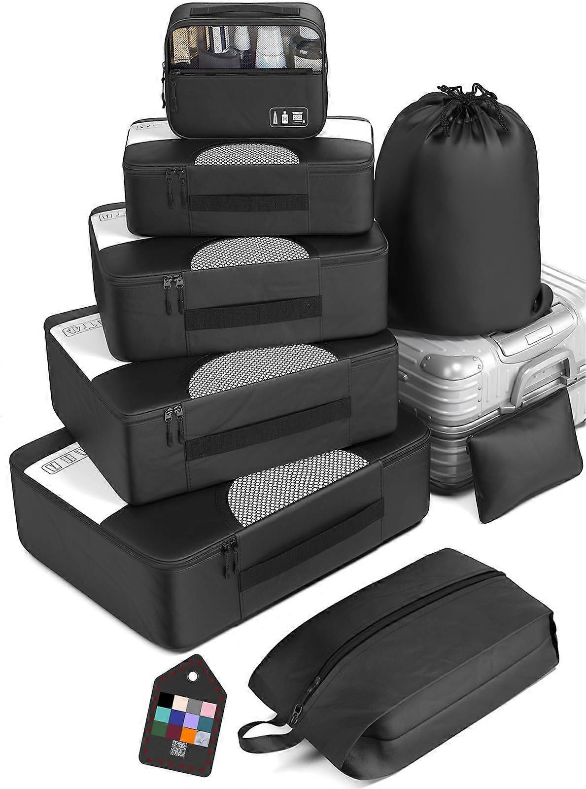8-Piece Travel Storage Bag Set - Aesthetic Design with Multiple Sizes, Complete Organization Kit for Luggage & Clothes
